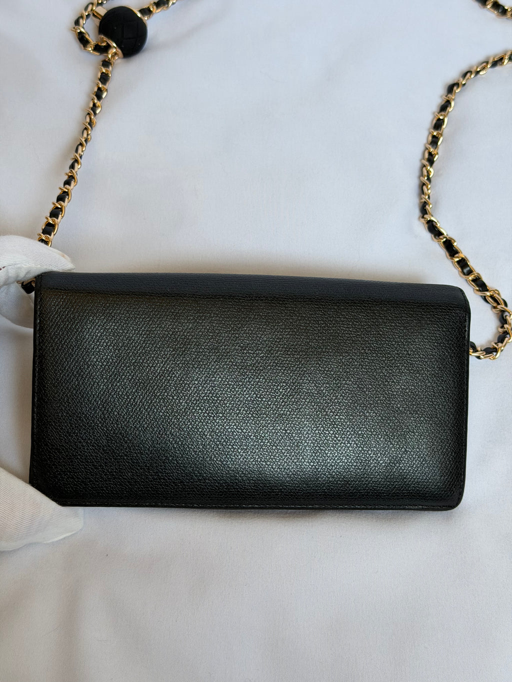 Chanel Wallet on Chain WOC in Black Leather with Gold Logo