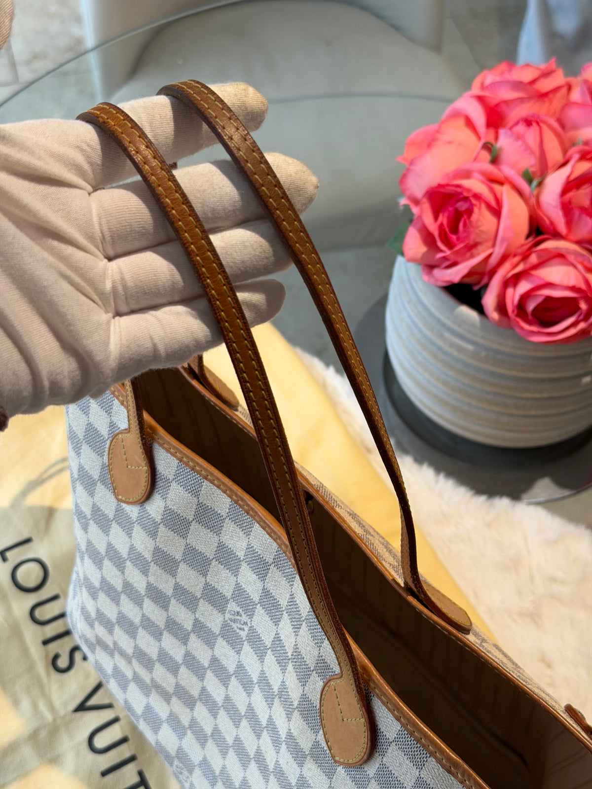 Louis Vuitton Neverfull MM in Damier Azur Canvas