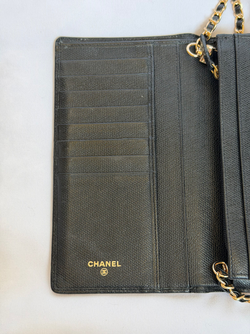 Chanel Wallet on Chain WOC in Black Leather with Gold Logo