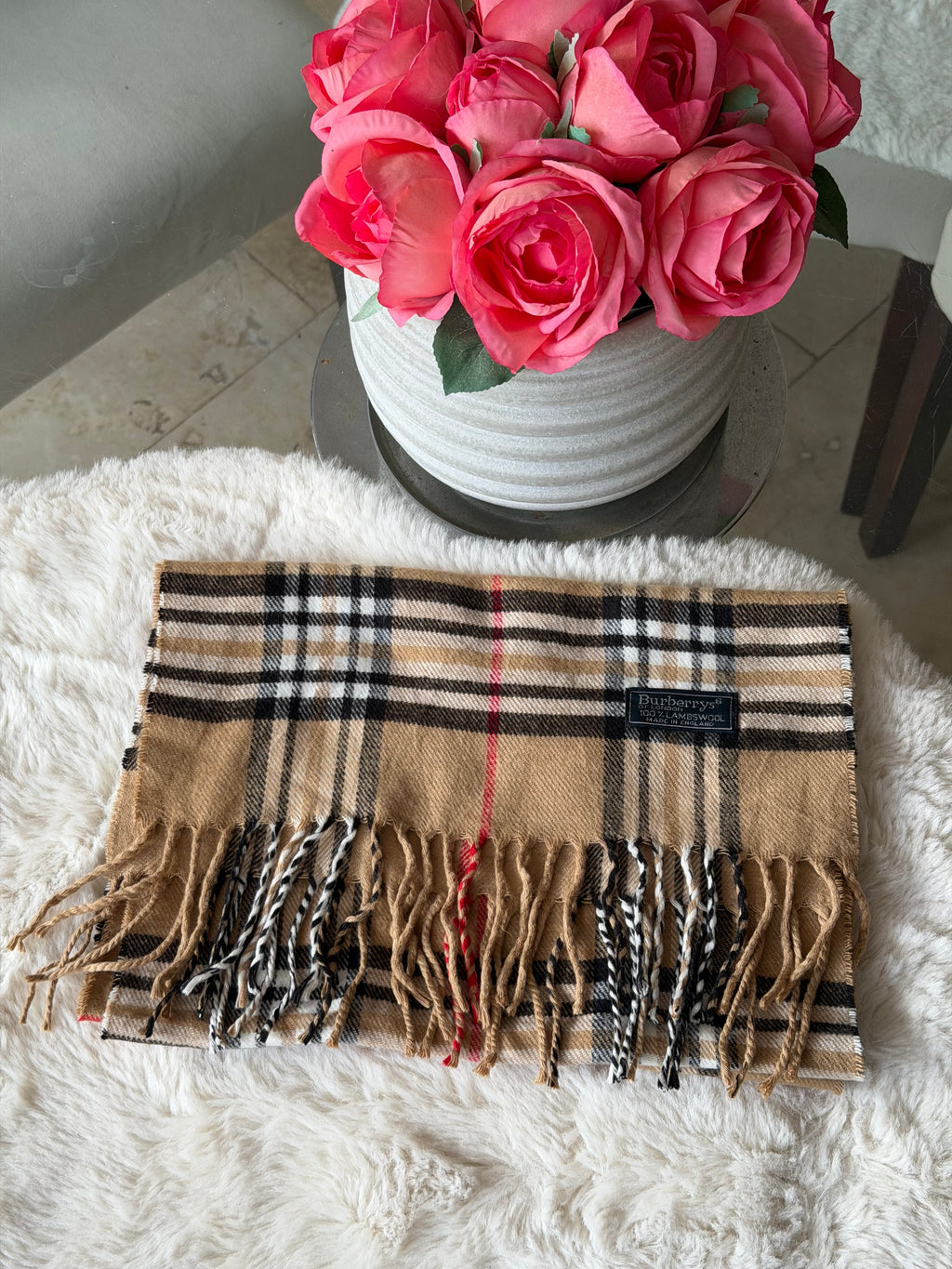 Burberry Classic Lambswool Scarf in Camel Nova Check