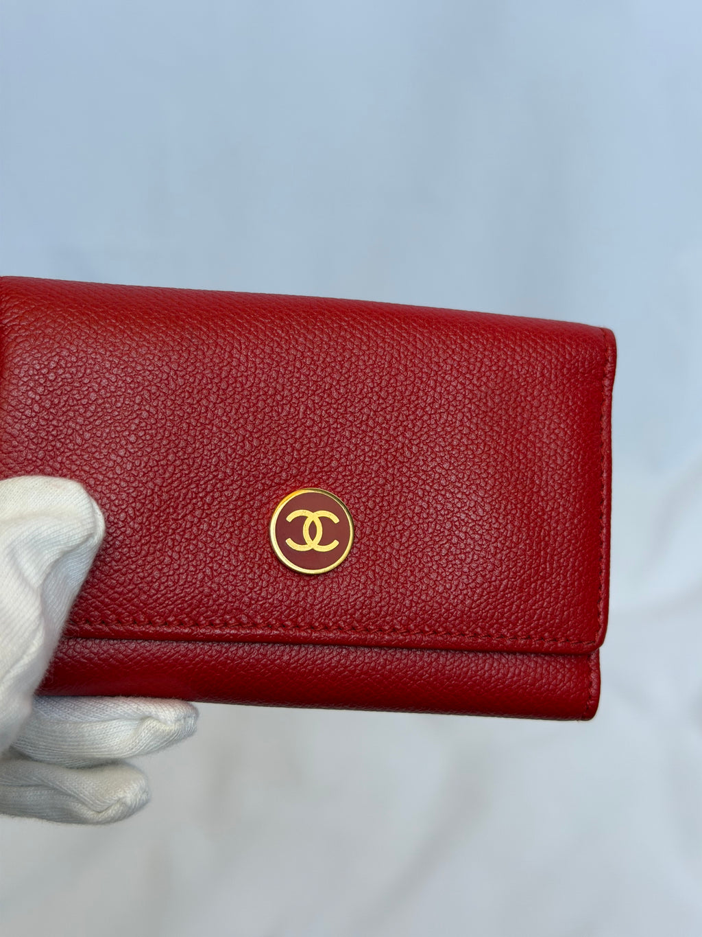 Chanel Red and Gold Leather 6 Key Holder Wallet