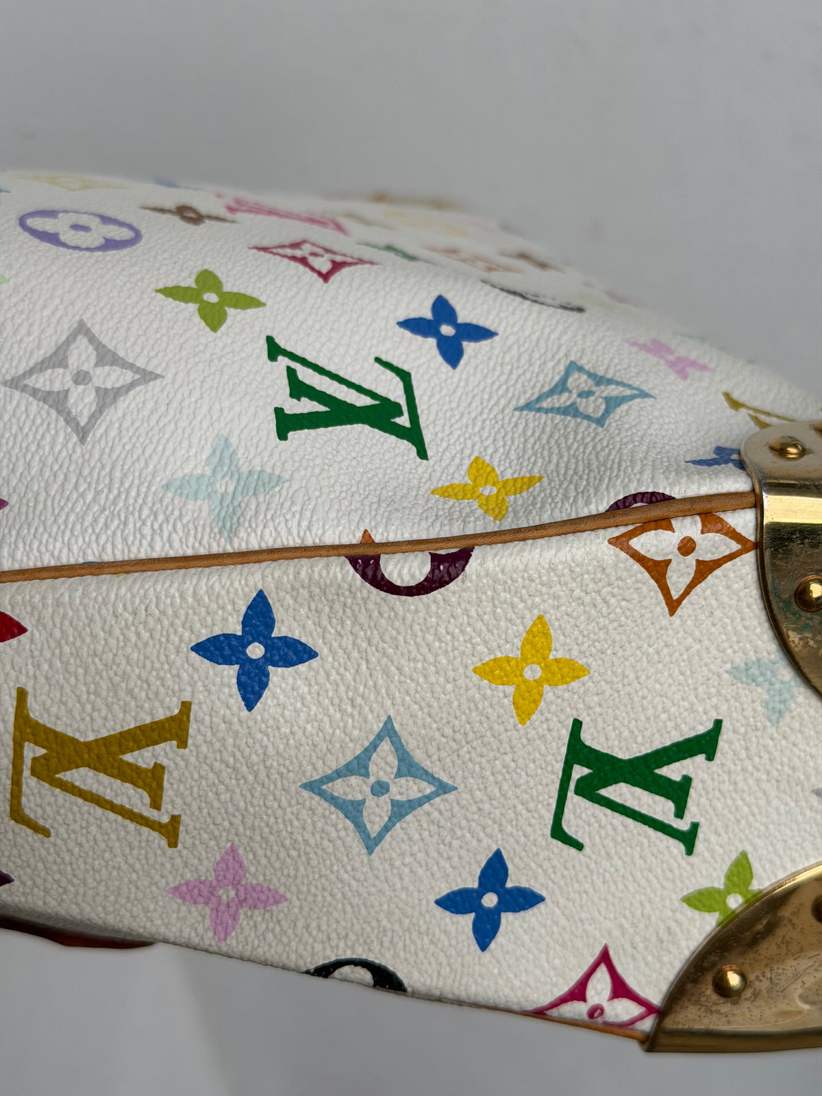 Louis Vuitton X Takashi Murakami Boulonge in White Multicolour Monogram Canvas