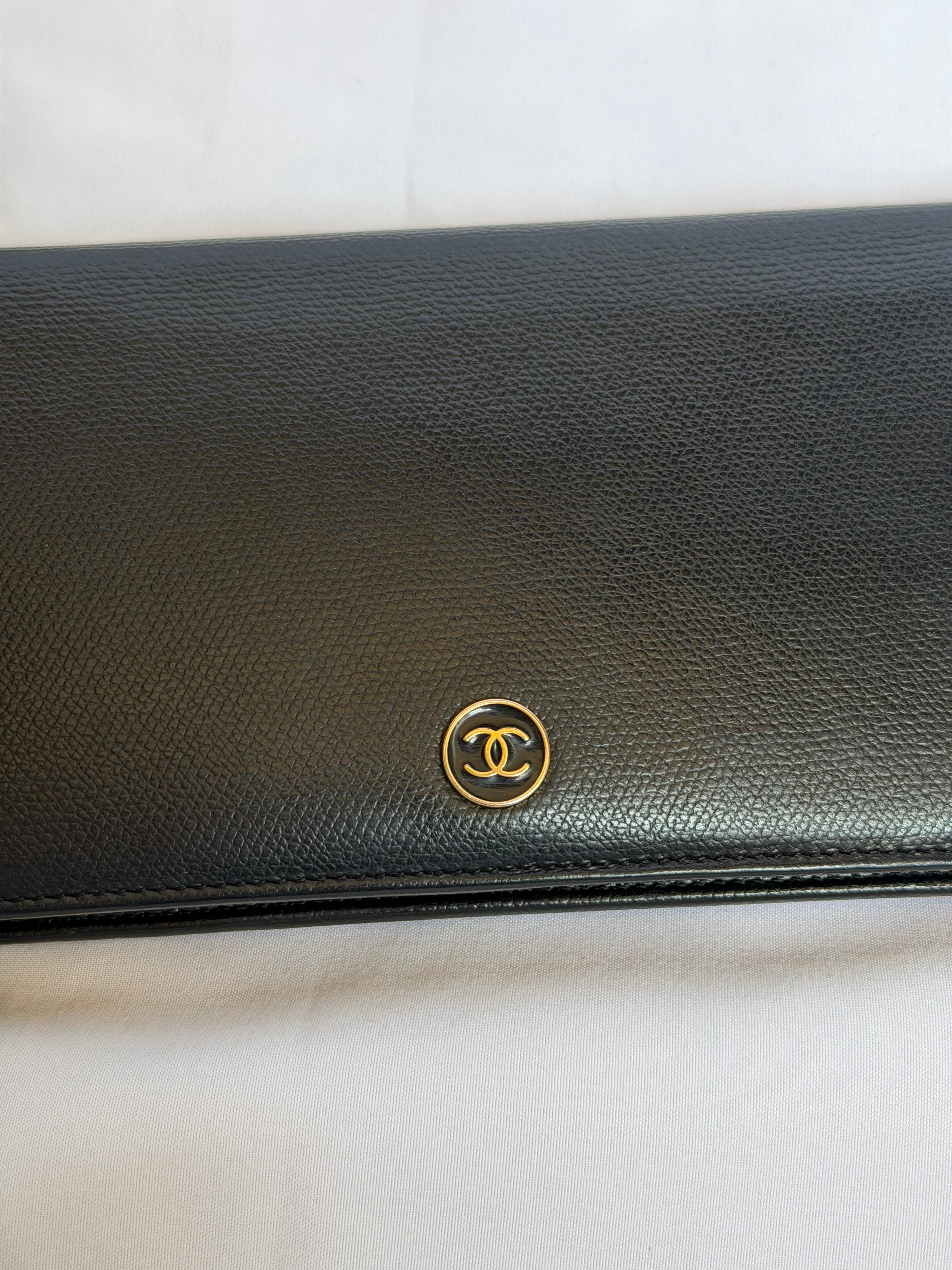 Chanel Wallet on Chain WOC in Black Leather with Gold Logo & Chain