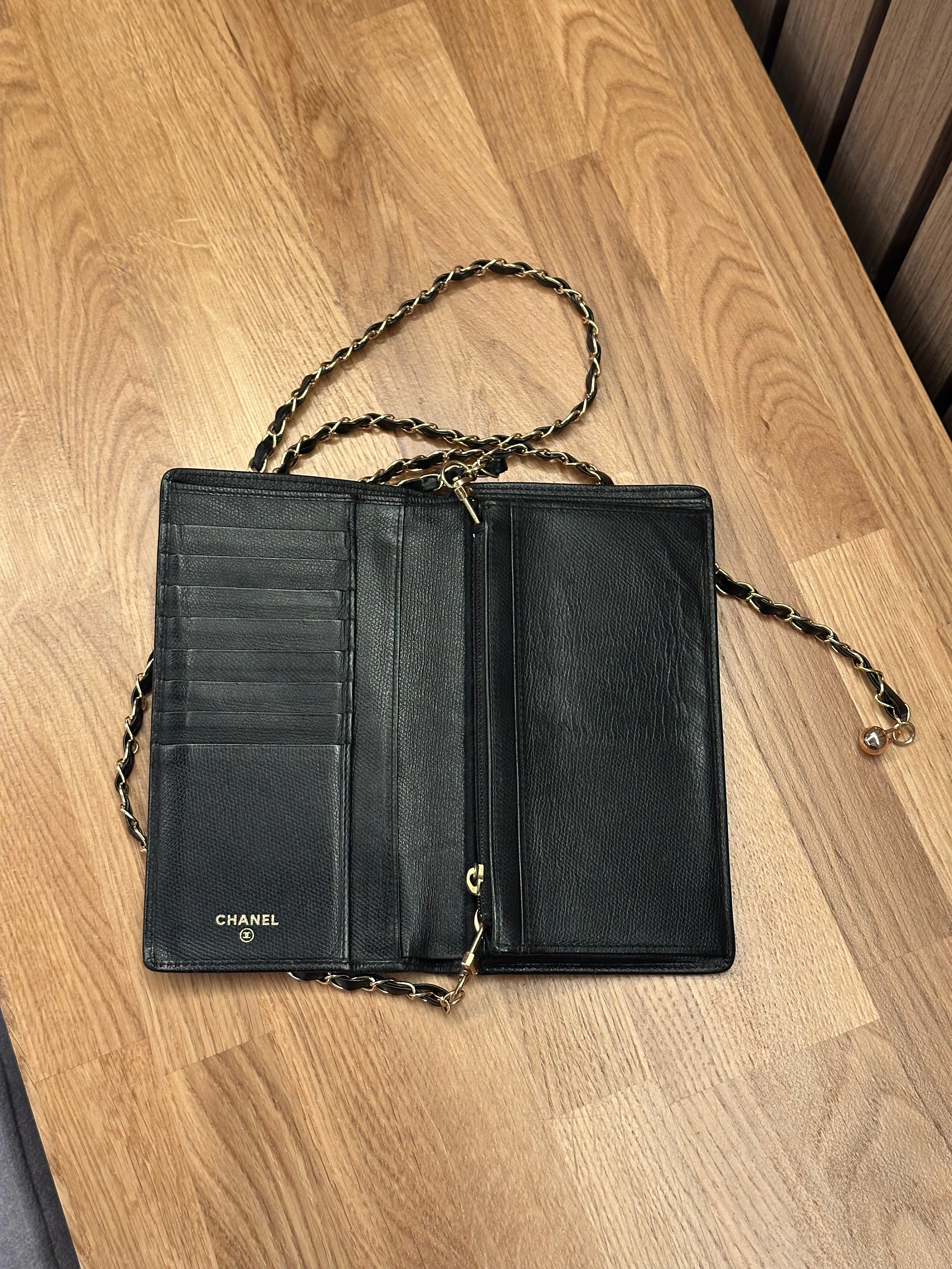 Chanel Wallet on Chain WOC Gold Solid Logo with Adjustable Unbranded Strap and Insert