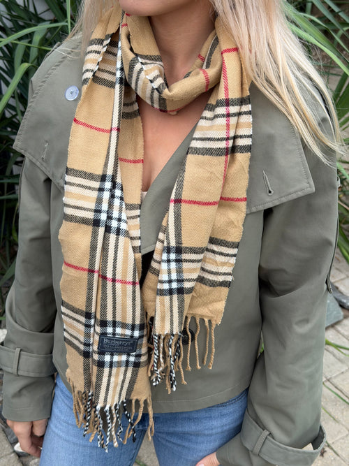 Burberry Classic Lambswool Scarf in Camel Nova Check