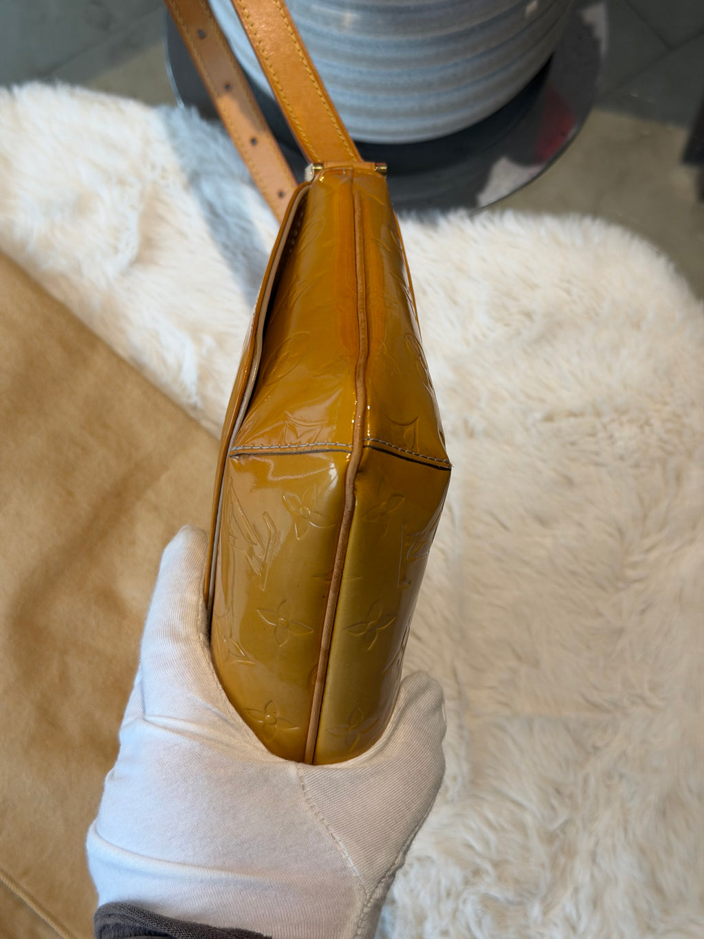 Louis Vuitton Thompson Street in Yellow Vernis Leather