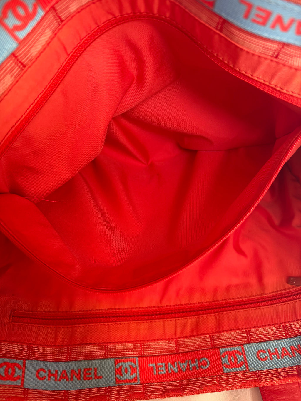 Chanel Travel Line Tote MM in Red Coral