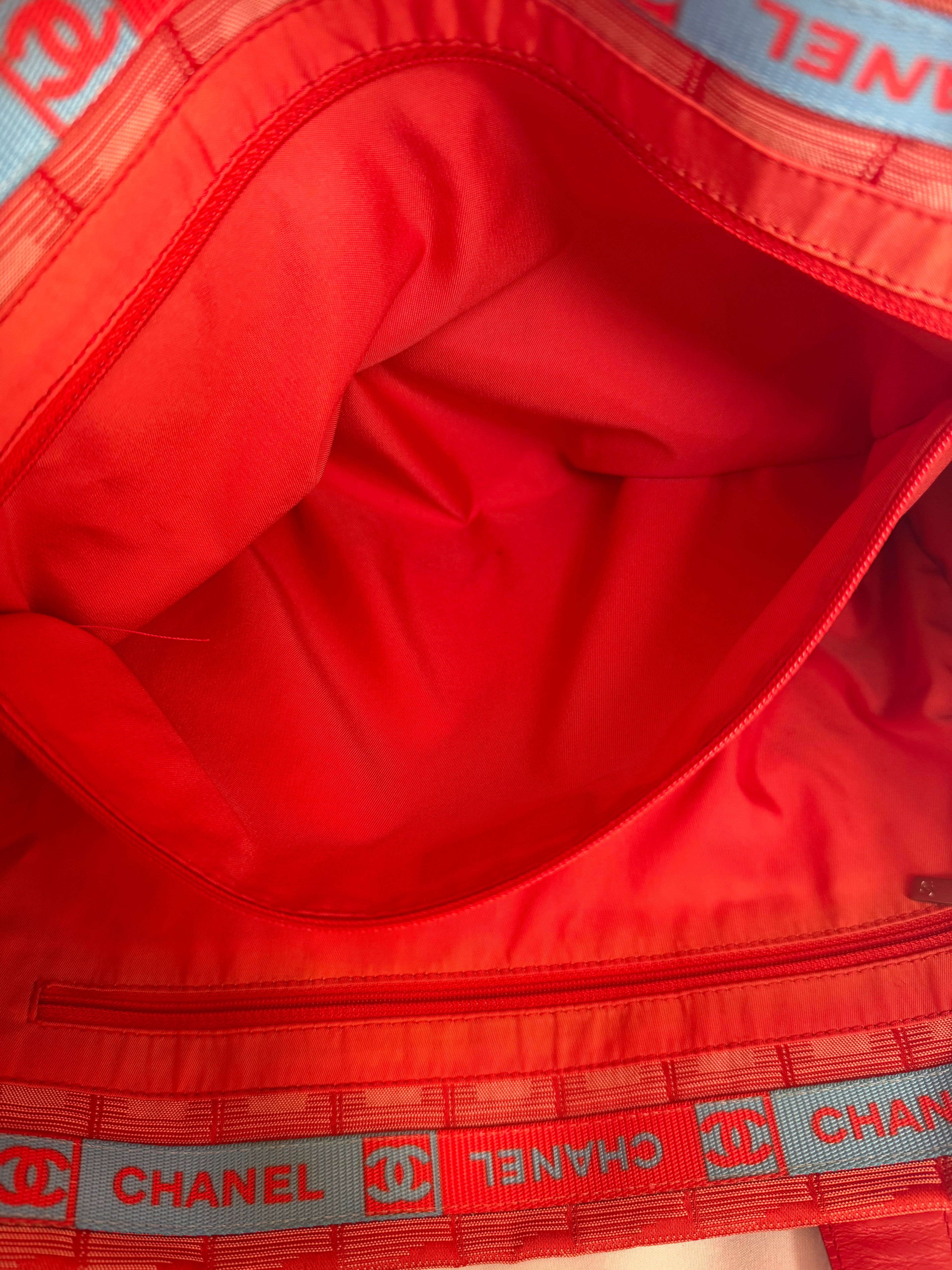 Chanel Travel Line Tote MM in Red Coral