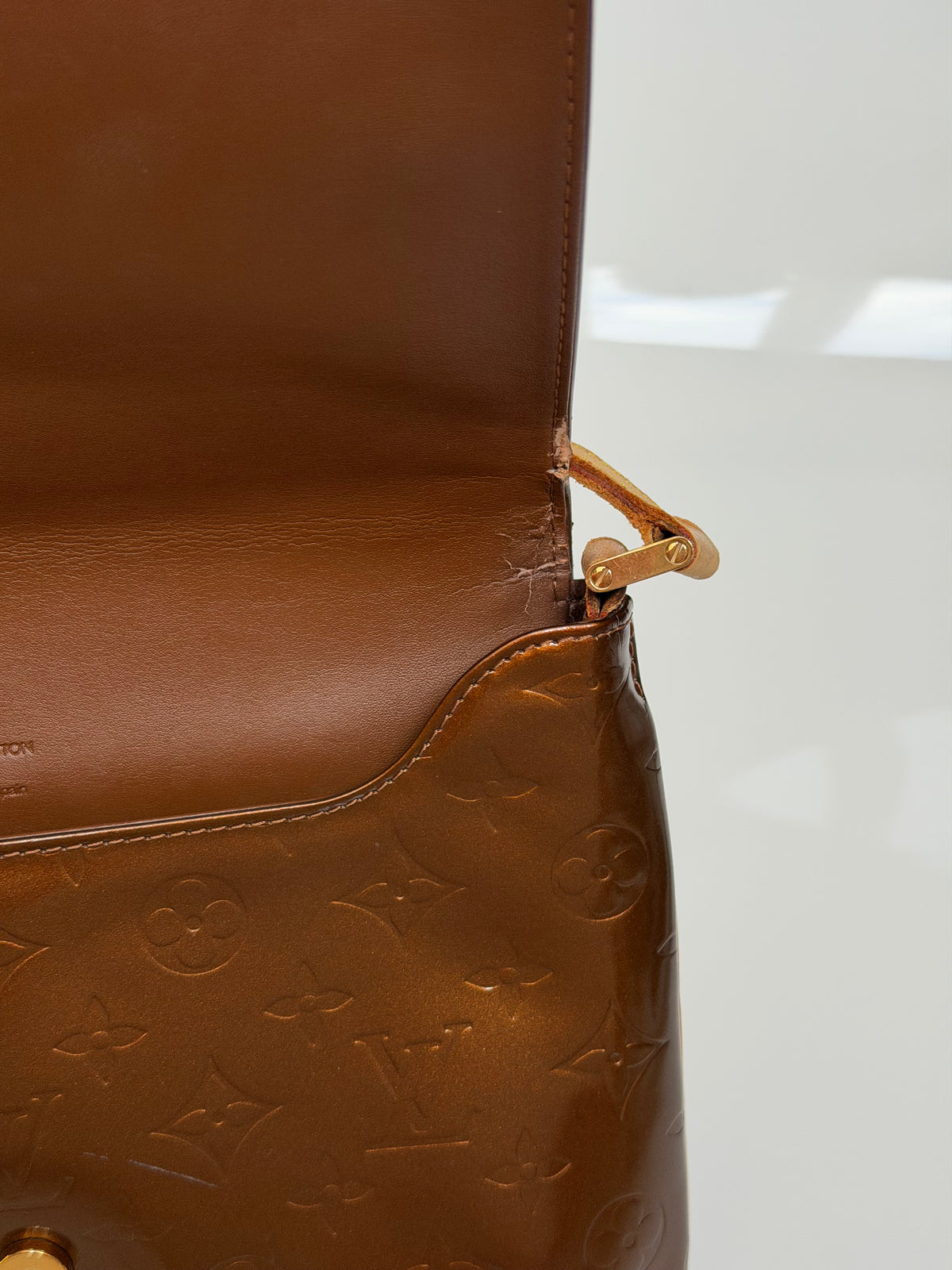 Louis Vuitton Thompson Street in Bronze Vernis Leather