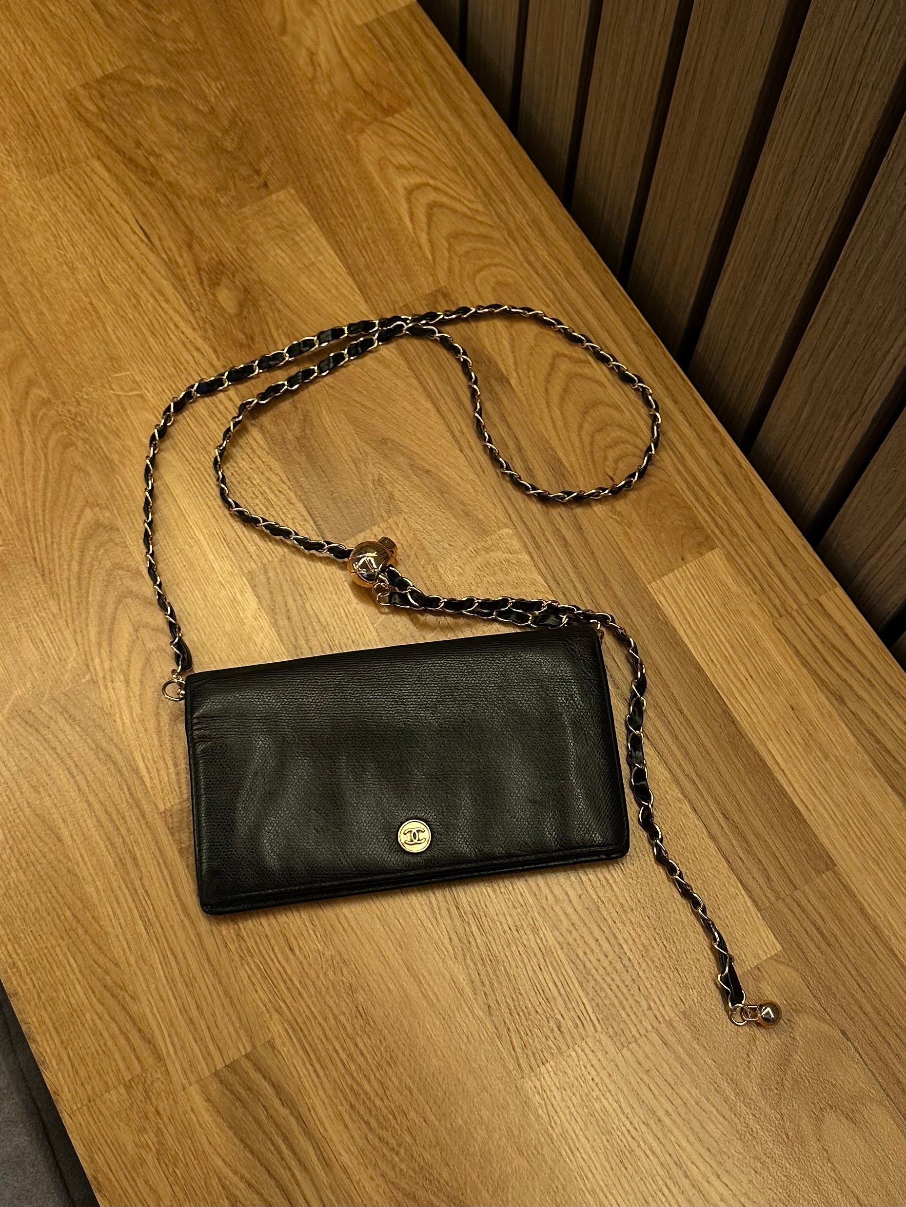 Chanel Wallet on Chain WOC Gold Solid Logo with Adjustable Unbranded Strap and Insert
