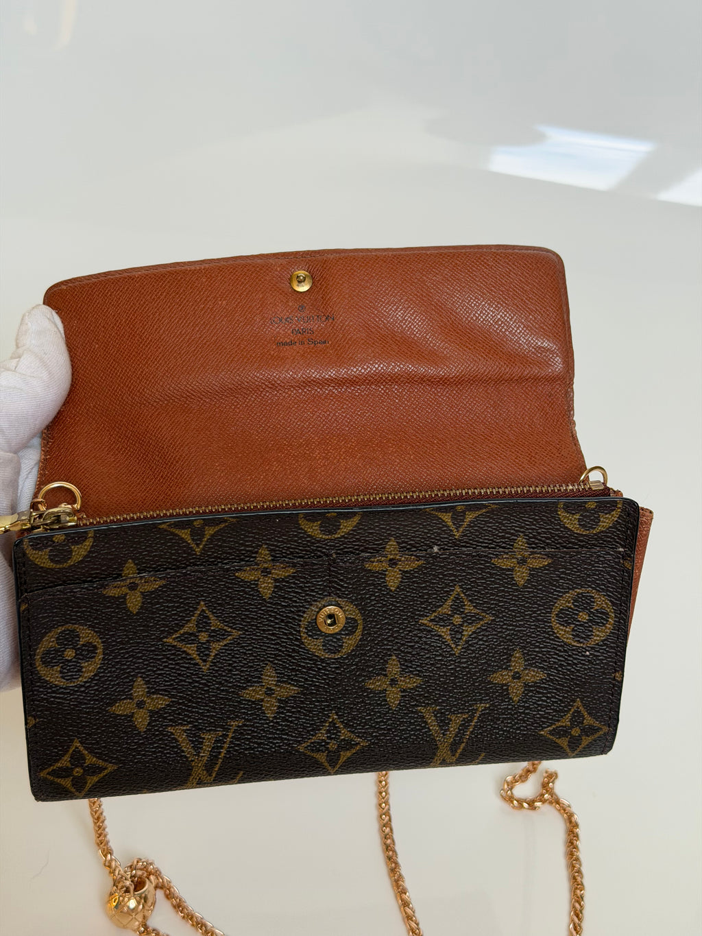 Louis Vuitton Wallet on Chain in Monogram Canvas & Adjustable Unbranded Strap