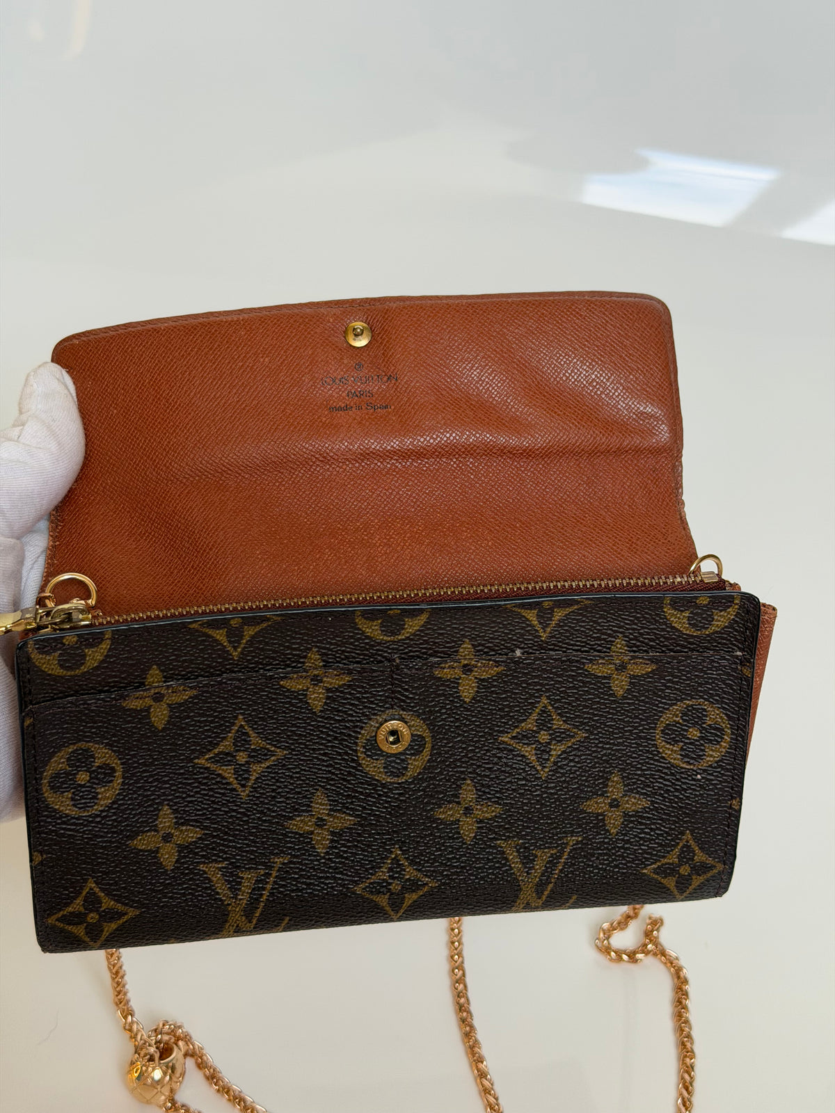 Louis Vuitton Wallet on Chain in Monogram Canvas & Adjustable Unbranded Strap