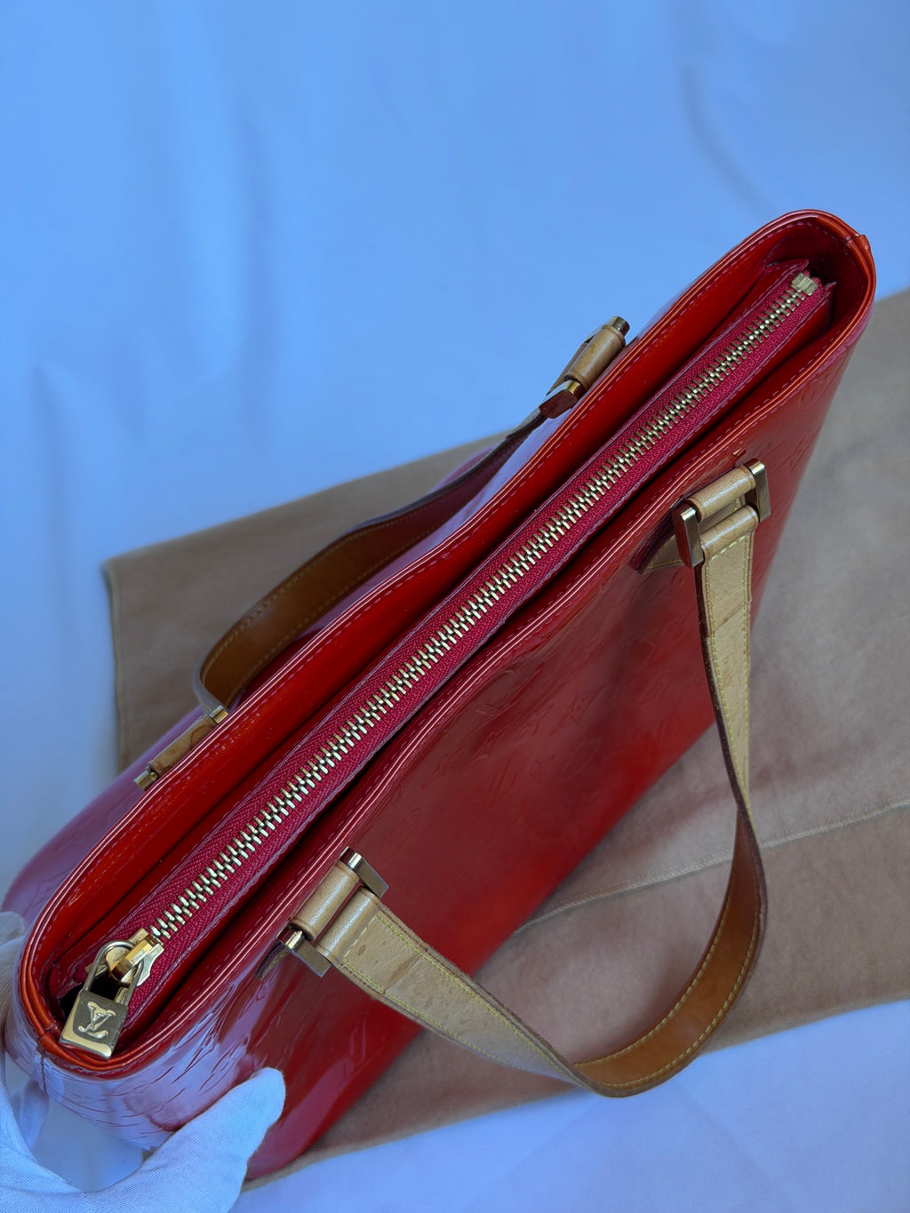 Louis Vuitton Houston in Red Vernis Leather