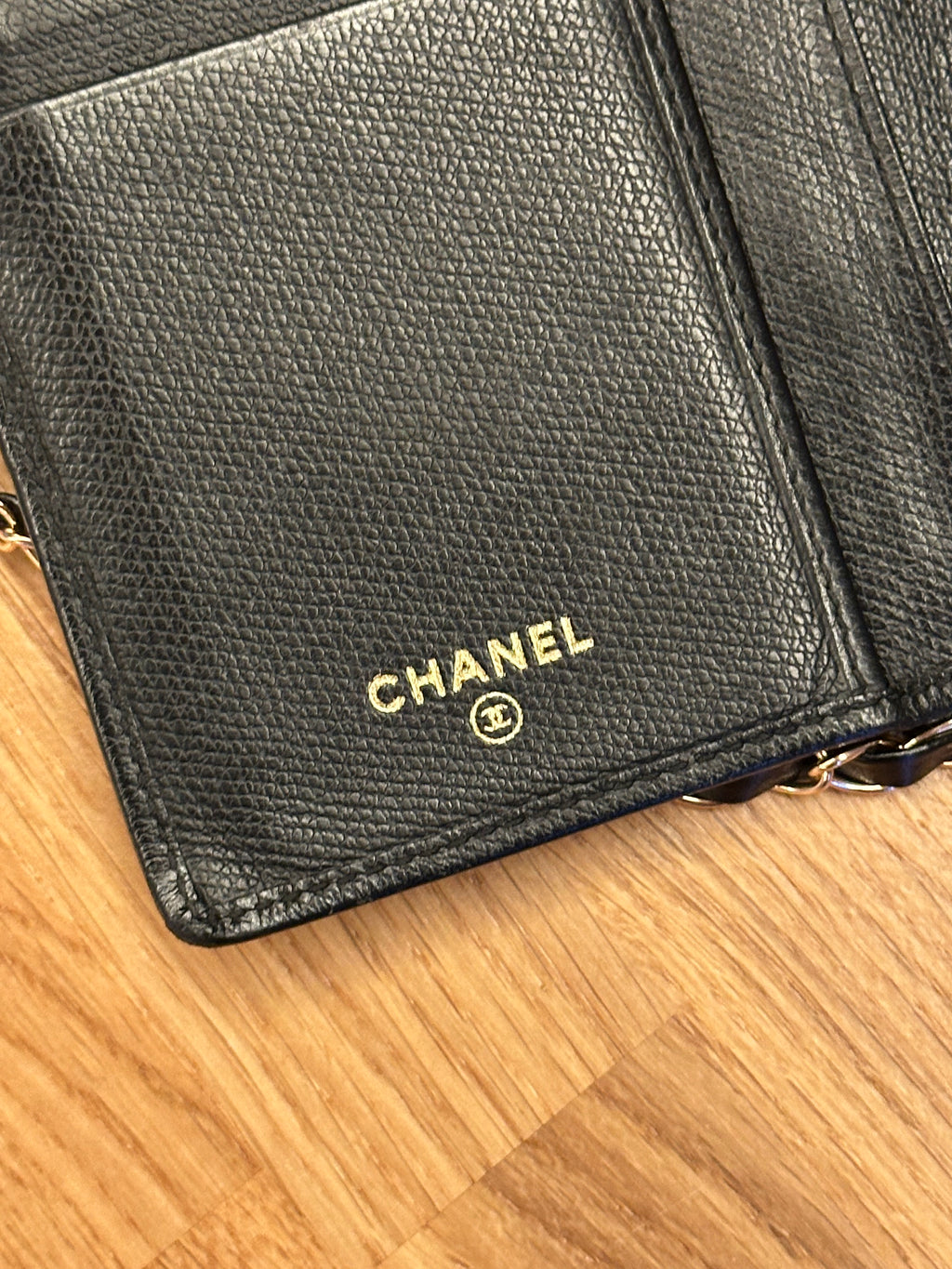 Chanel Wallet on Chain WOC Gold Solid Logo with Adjustable Unbranded Strap and Insert