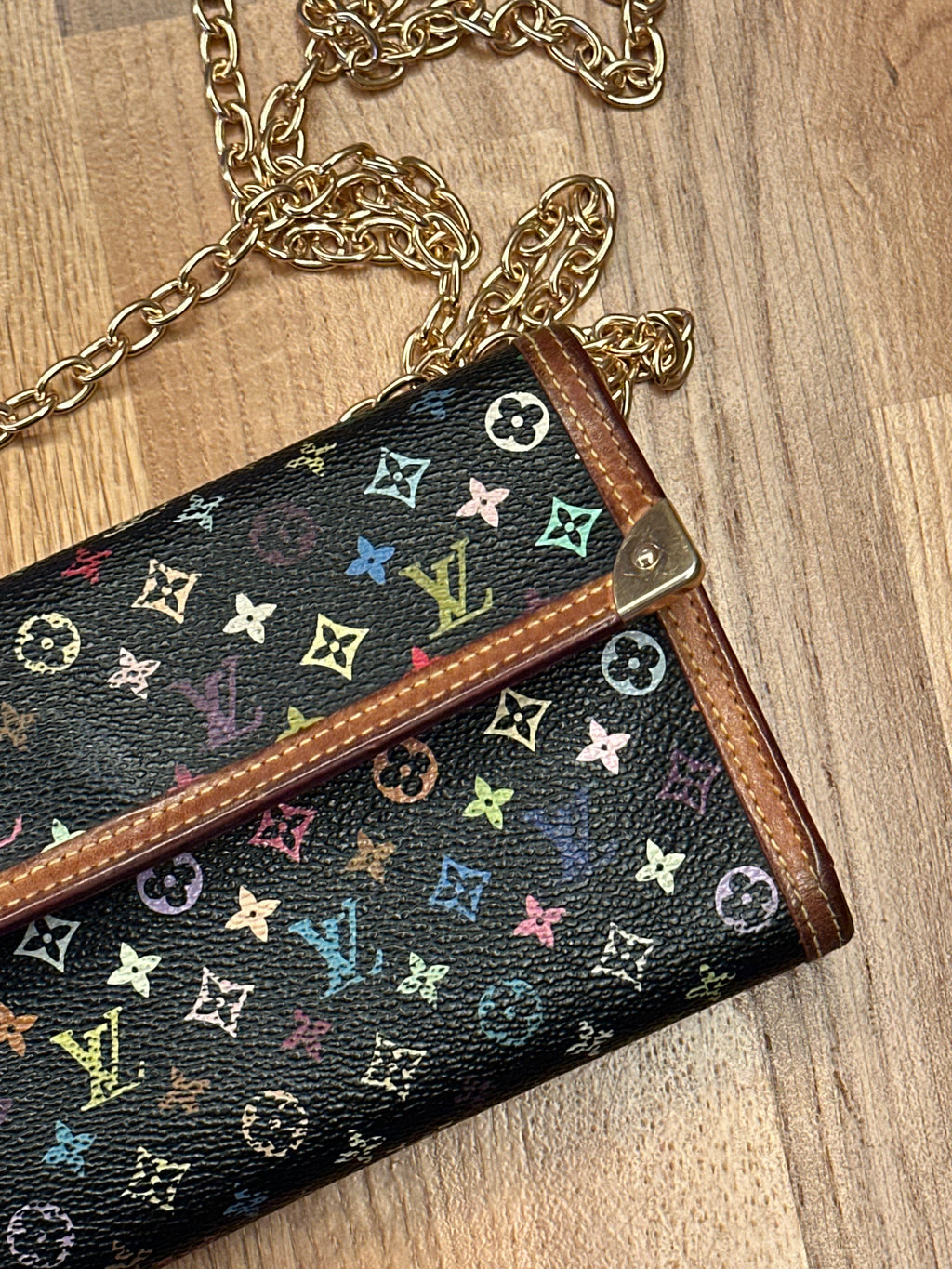 Louis Vuitton X Takashi Murakami Trifold Wallet with Unbranded Chains and Insert