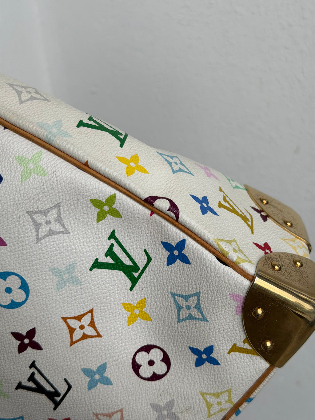 Louis Vuitton X Takashi Murakami Boulonge in White Multicolour Monogram Canvas