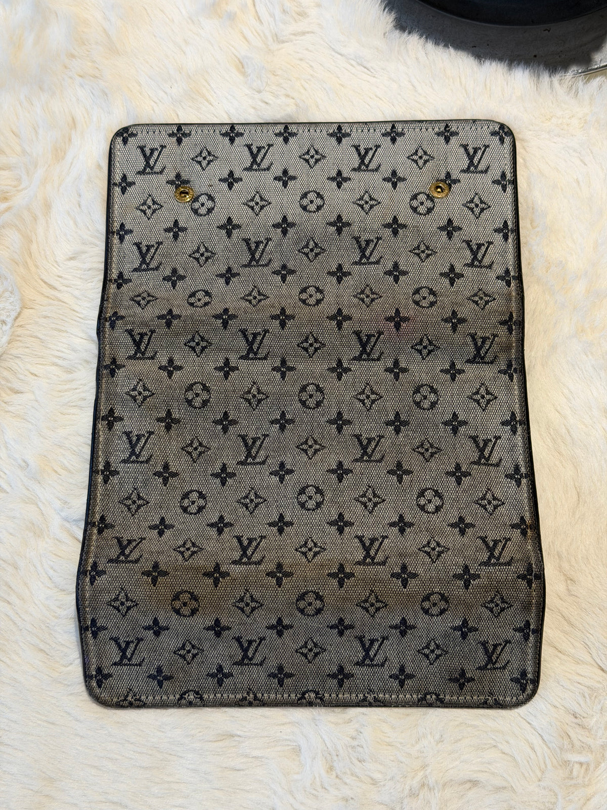 Louis Vuitton Porte Tresor International Wallet & 4 Key Holder in Navy Mini Lin Monogram SET