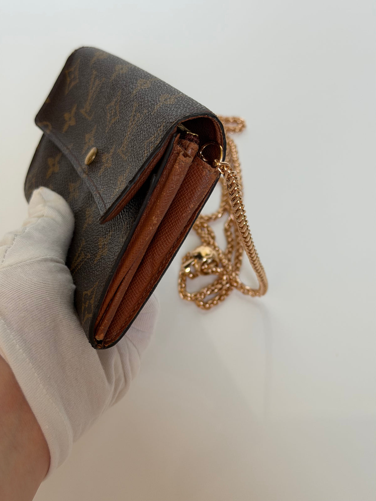 Louis Vuitton Wallet on Chain in Monogram Canvas & Adjustable Unbranded Strap