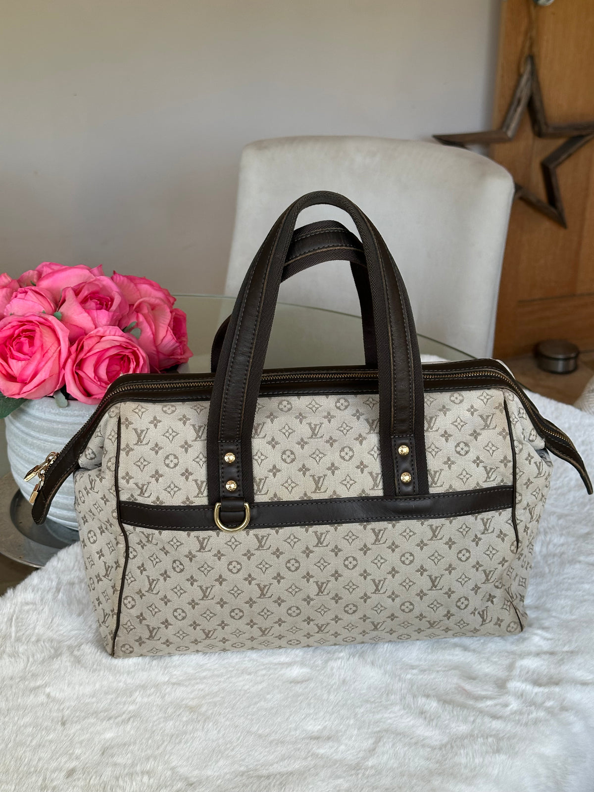 Louis Vuitton Josephine GM Handbag In Mini Lin Monogram