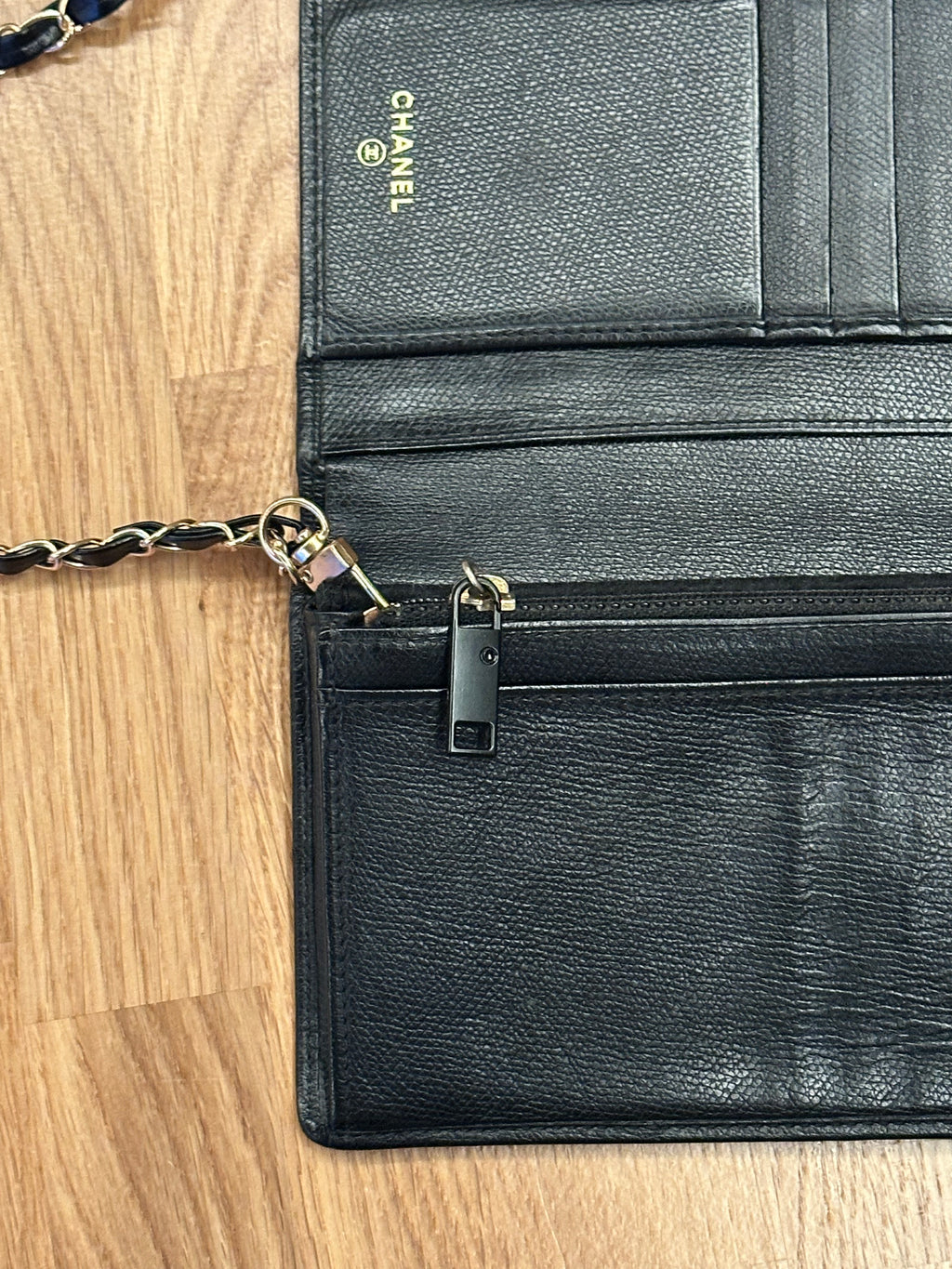 Chanel Wallet on Chain WOC Gold Solid Logo with Adjustable Unbranded Strap and Insert