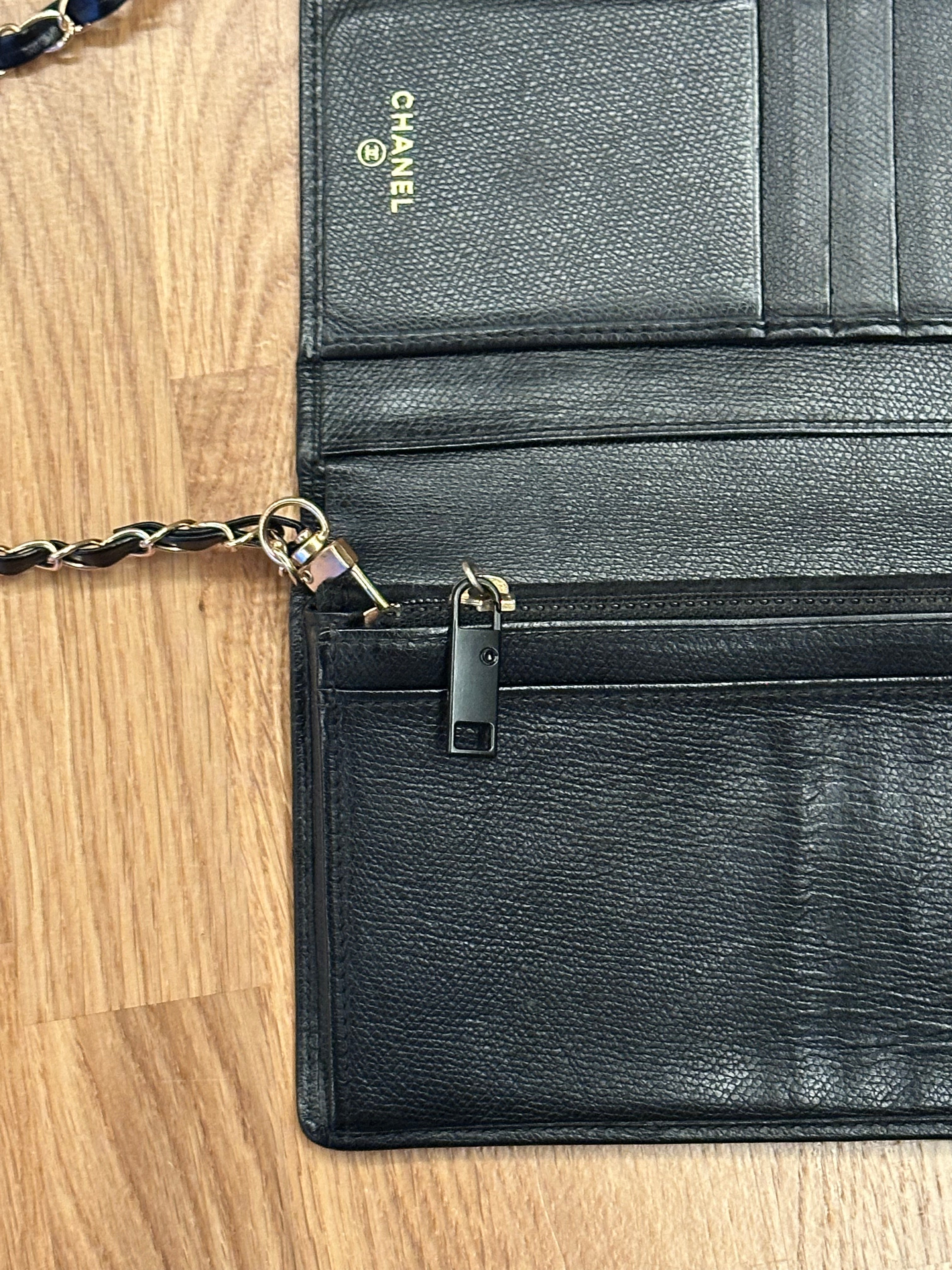 Chanel Wallet on Chain WOC Gold Solid Logo with Adjustable Unbranded Strap and Insert