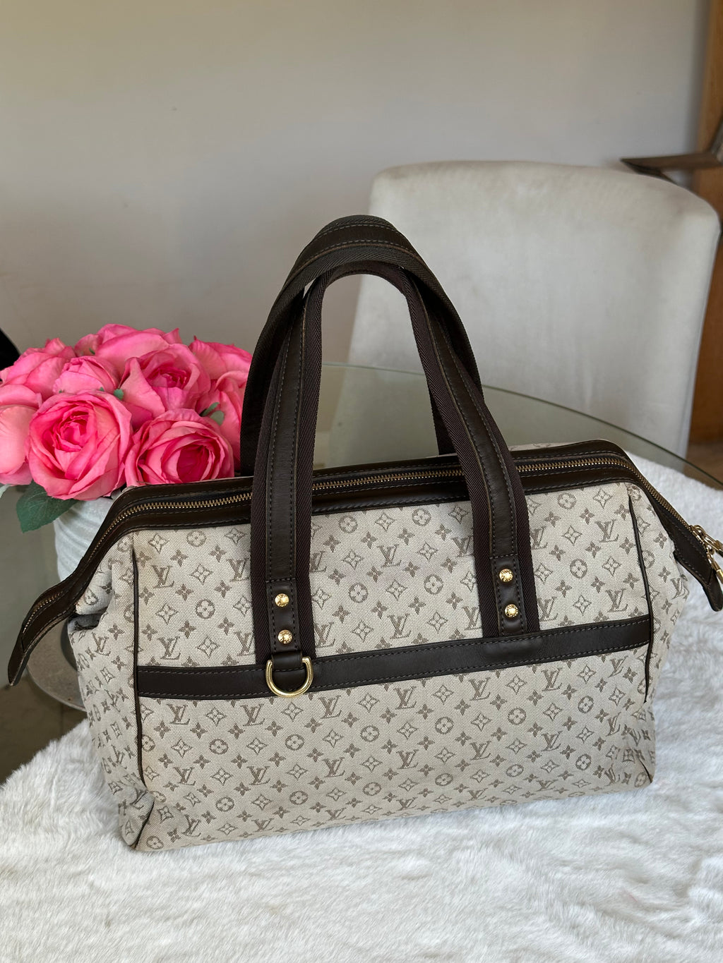 Louis Vuitton Josephine GM Handbag In Mini Lin Monogram