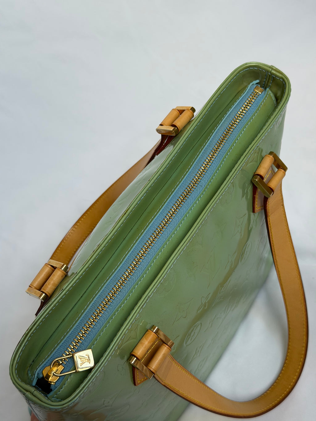 Louis Vuitton Houston in Mint/ Turquoise Vernis Leather
