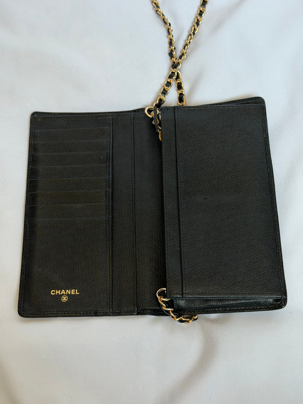 Chanel Wallet on Chain WOC in Black Leather with Gold Logo