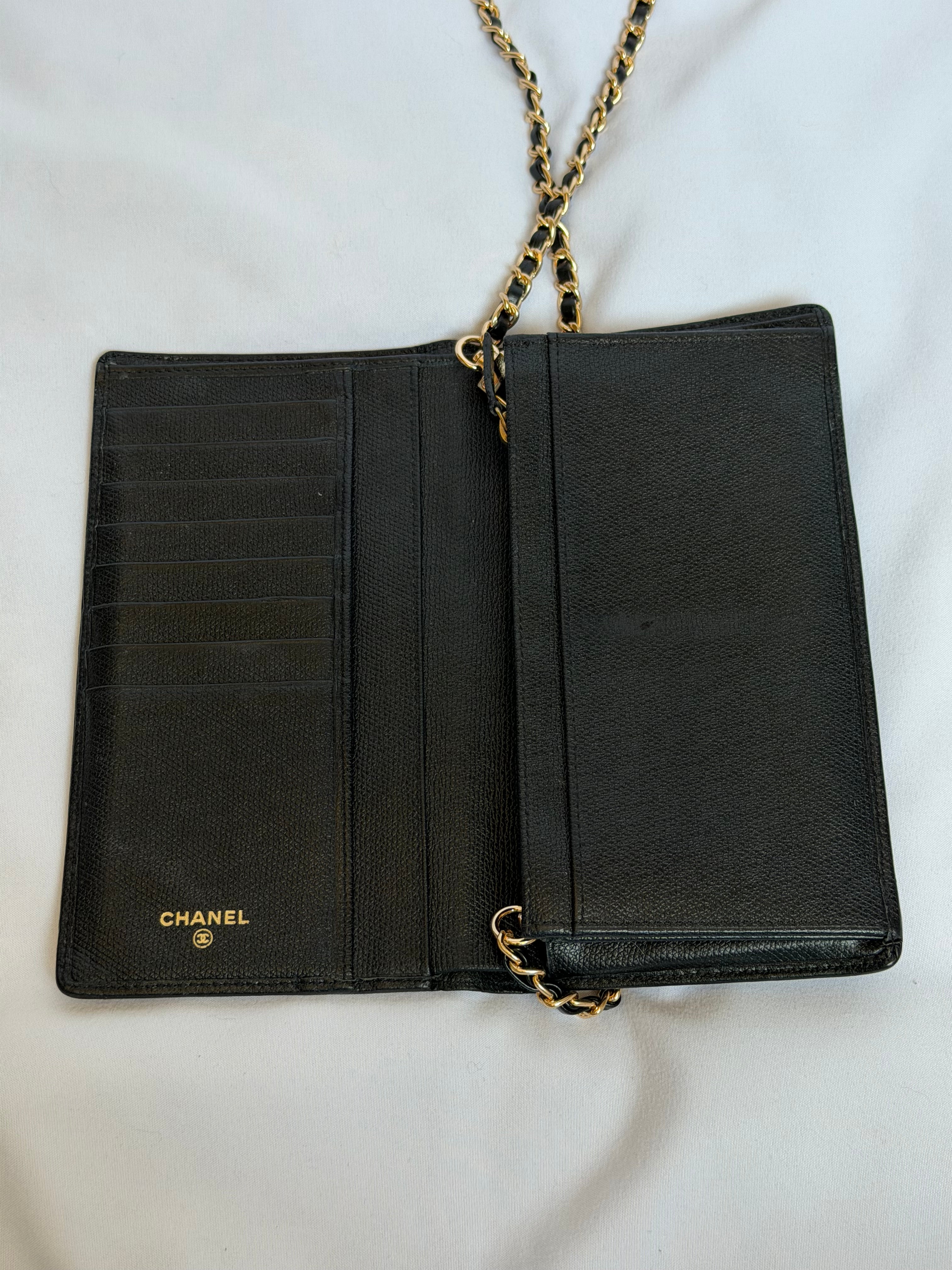 Chanel Wallet on Chain WOC in Black Leather with Gold Logo