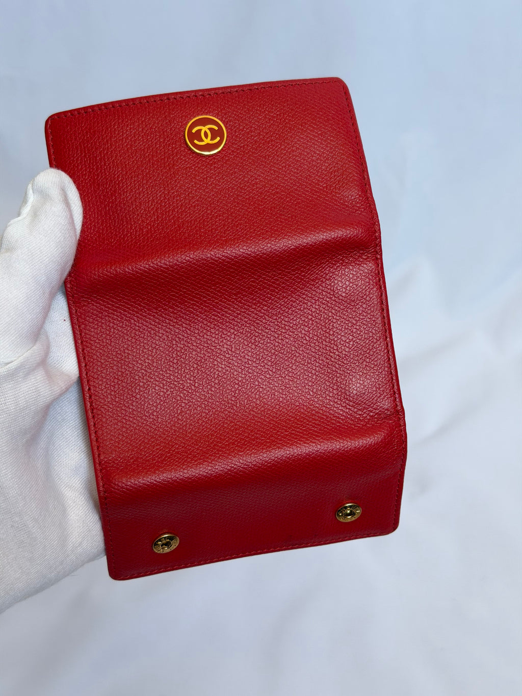 Chanel Red and Gold Leather 6 Key Holder Wallet