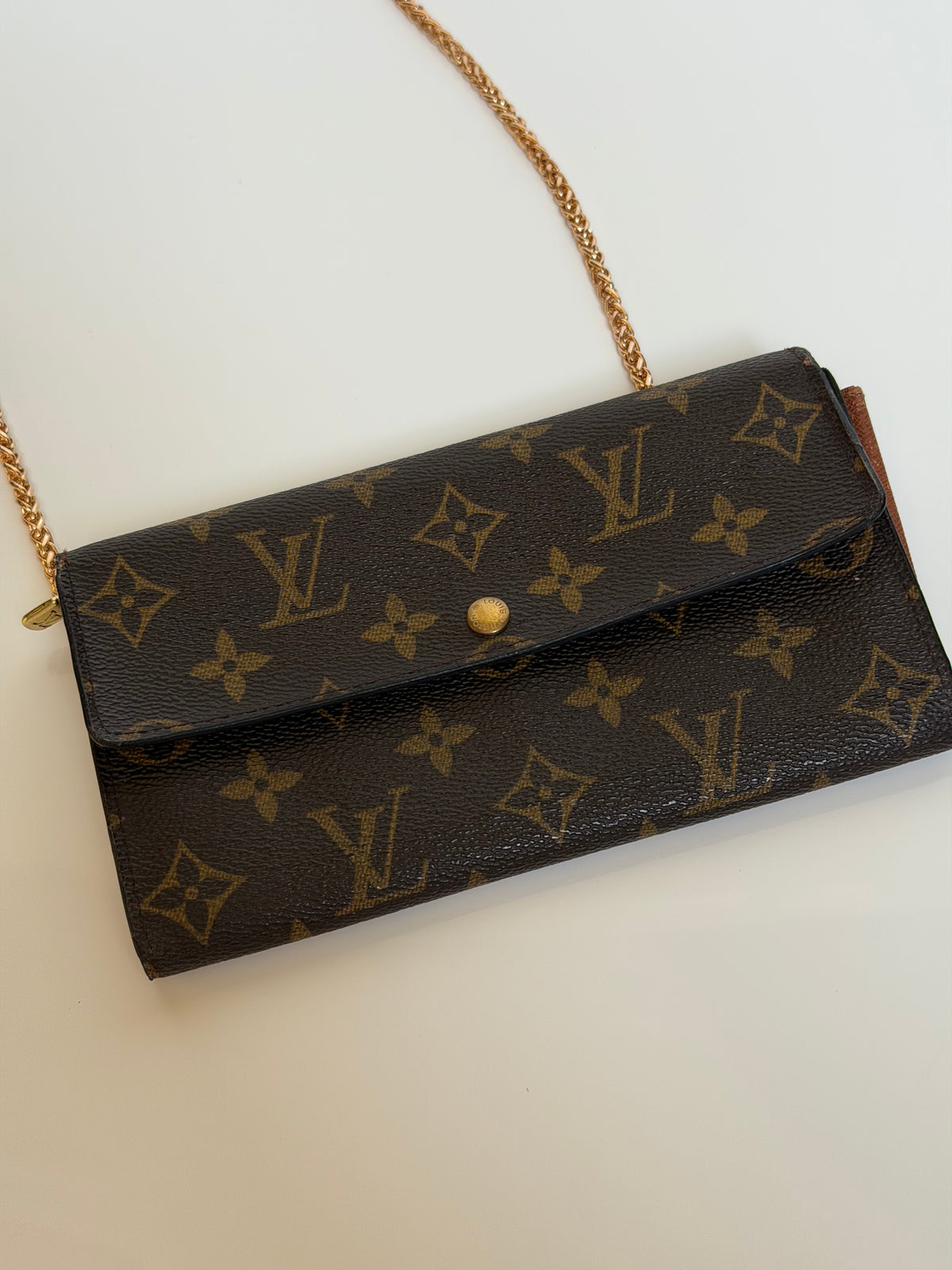 Louis Vuitton Wallet on Chain in Monogram Canvas & Adjustable Unbranded Strap