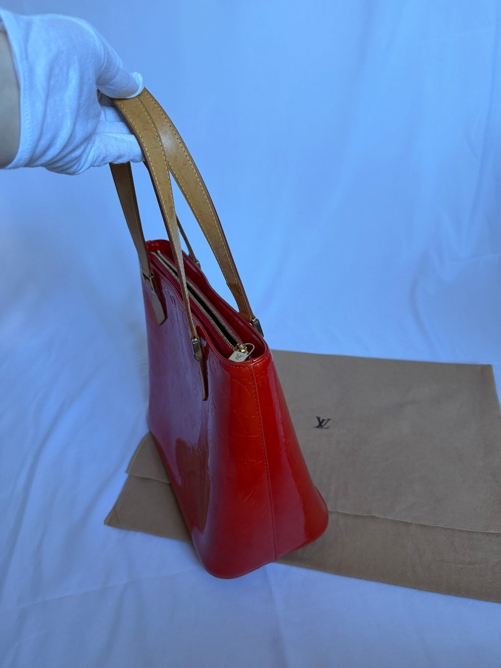 Louis Vuitton Houston in Red Vernis Leather