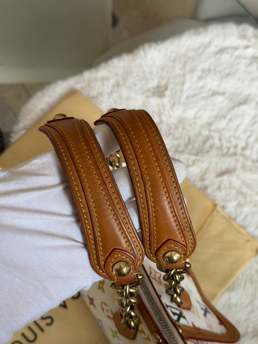 Louis Vuitton X Takashi Murakami Gracie MM in White Multicolour Monogram Canvas