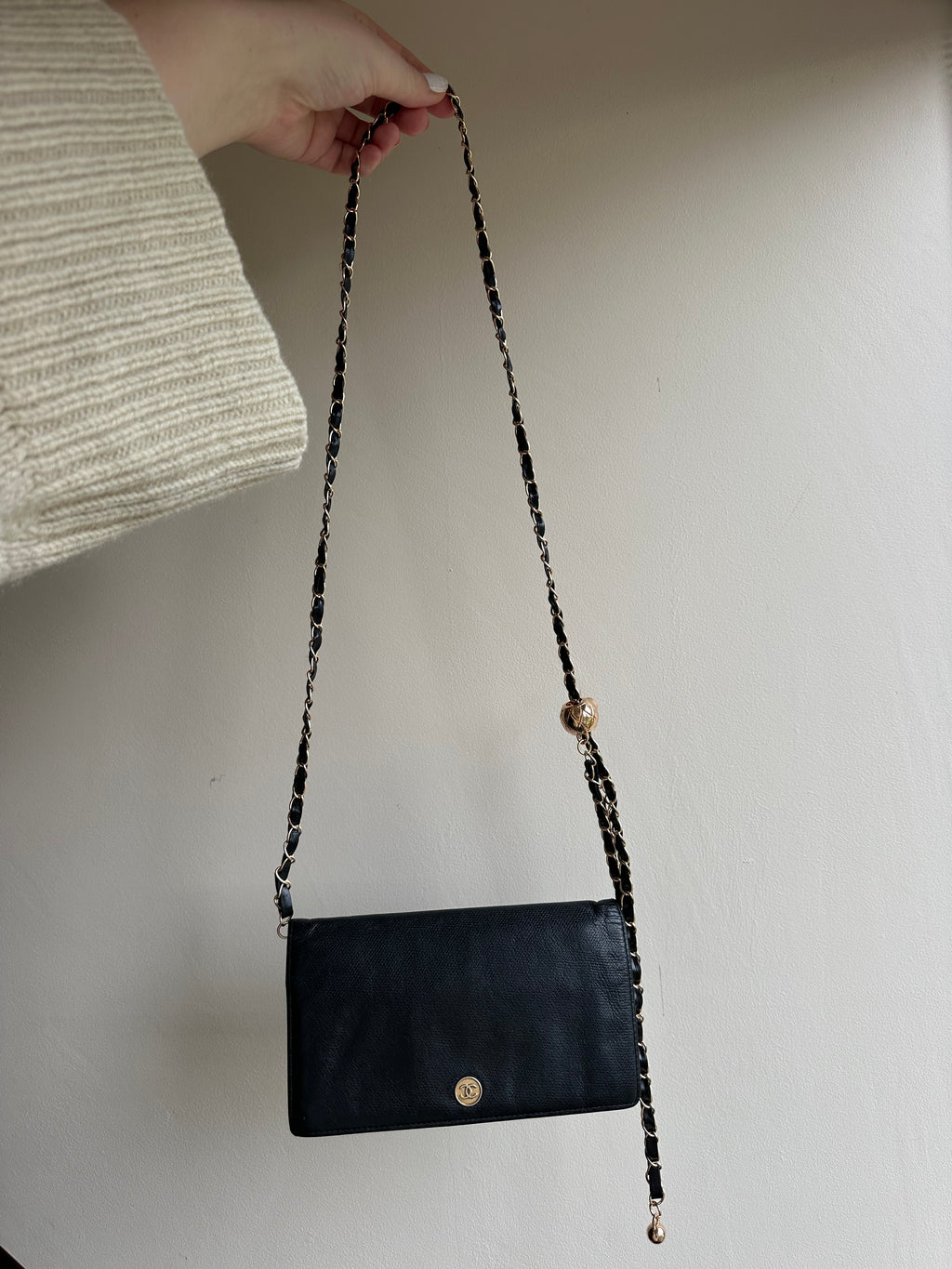 Chanel Wallet on Chain WOC Gold Solid Logo with Adjustable Unbranded Strap and Insert