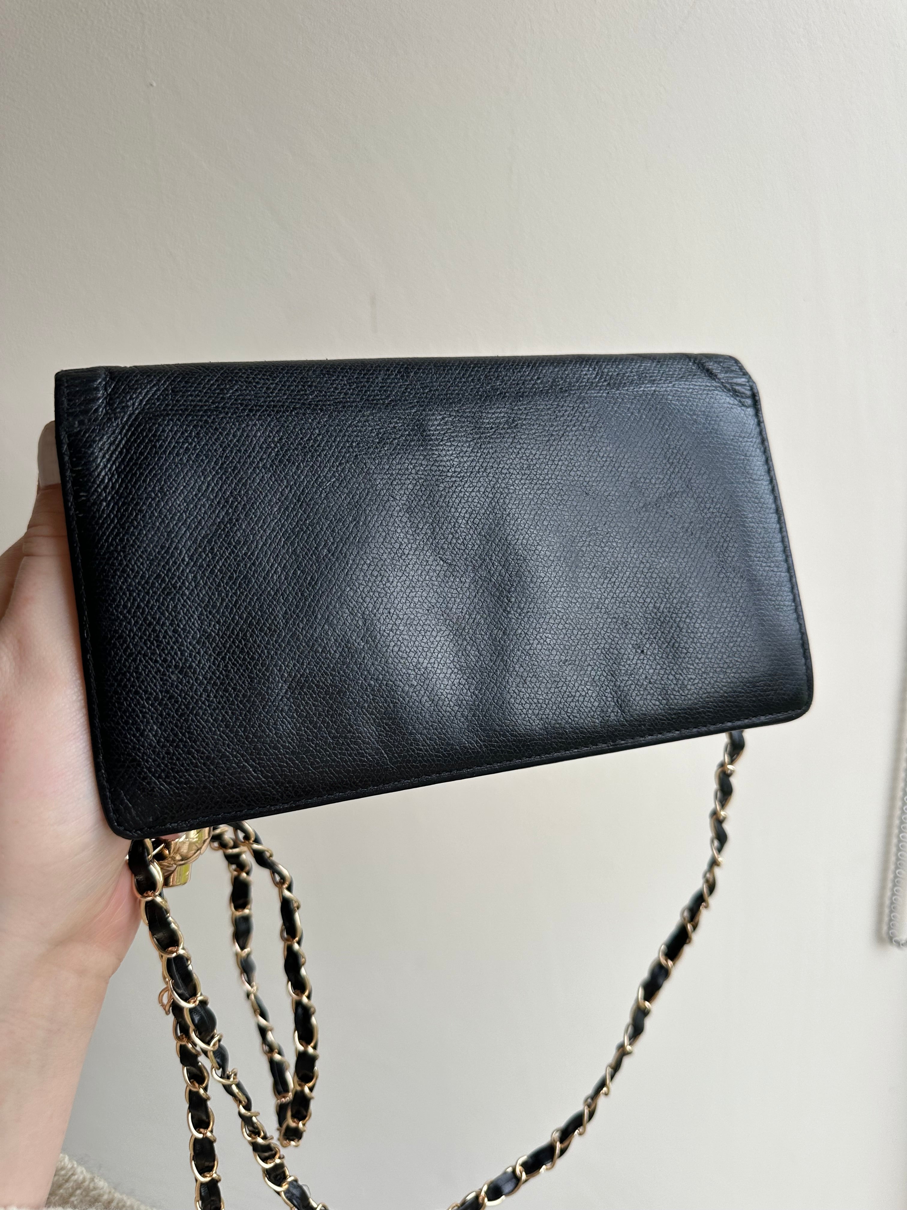 Chanel Wallet on Chain WOC Gold Solid Logo with Adjustable Unbranded Strap and Insert