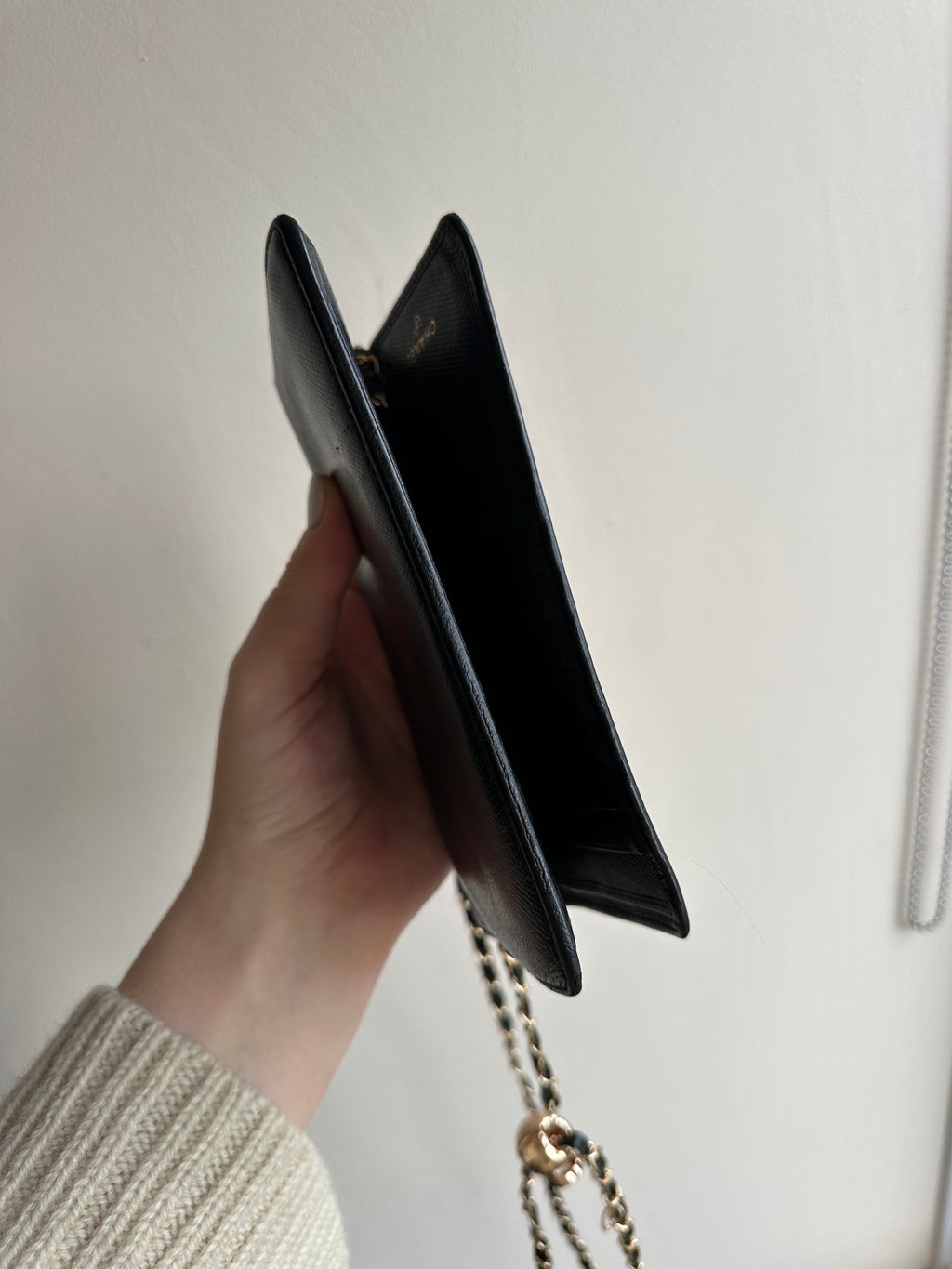 Chanel Wallet on Chain WOC Gold Solid Logo with Adjustable Unbranded Strap and Insert