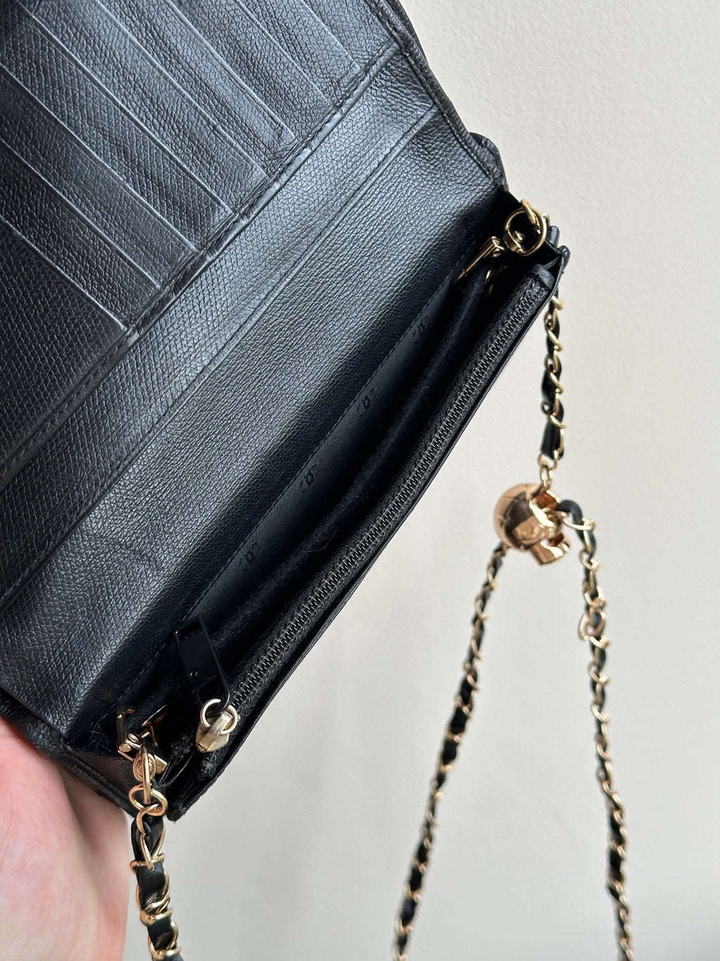 Chanel Wallet on Chain WOC Gold Solid Logo with Adjustable Unbranded Strap and Insert