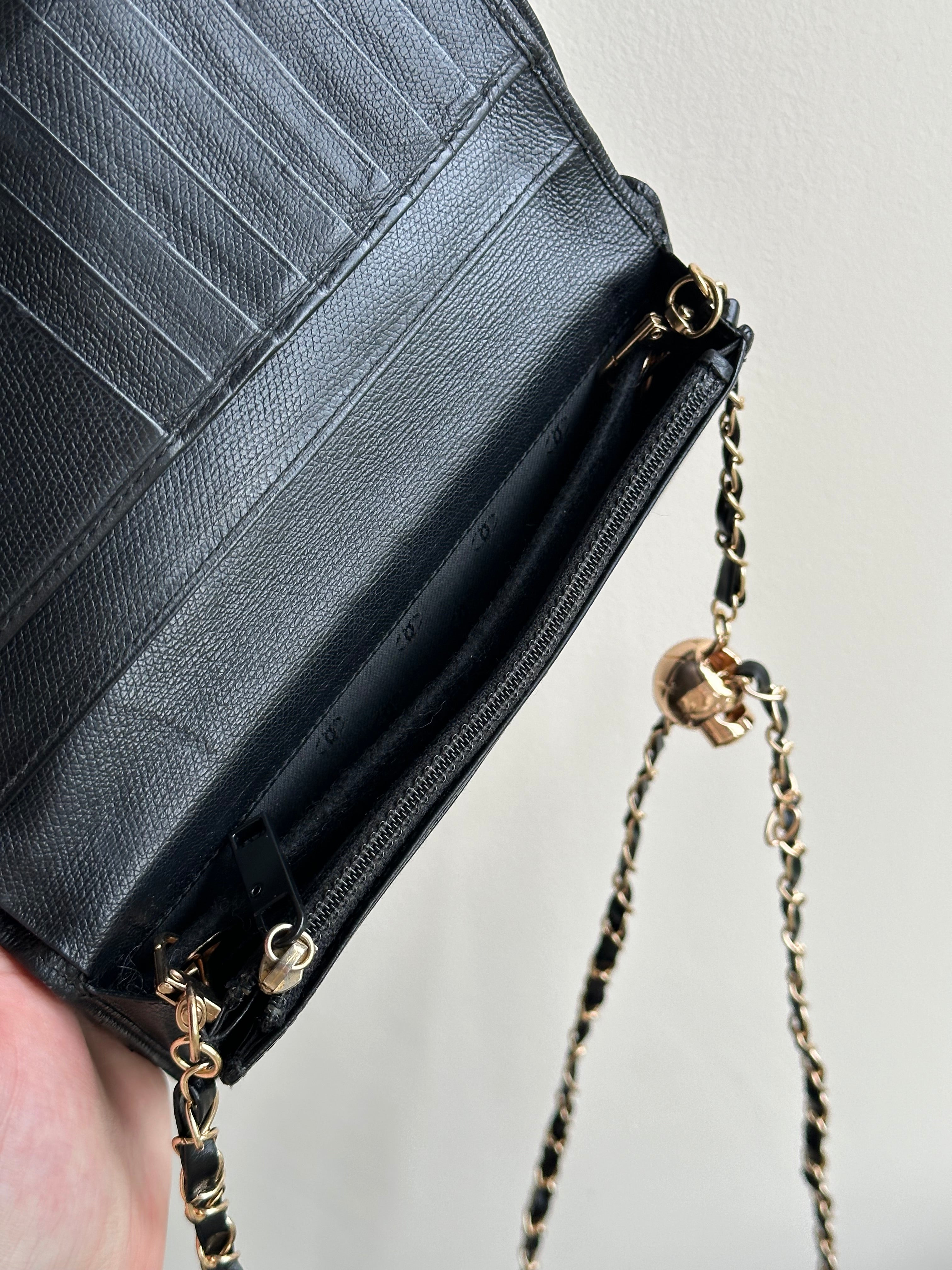 Chanel Wallet on Chain WOC Gold Solid Logo with Adjustable Unbranded Strap and Insert