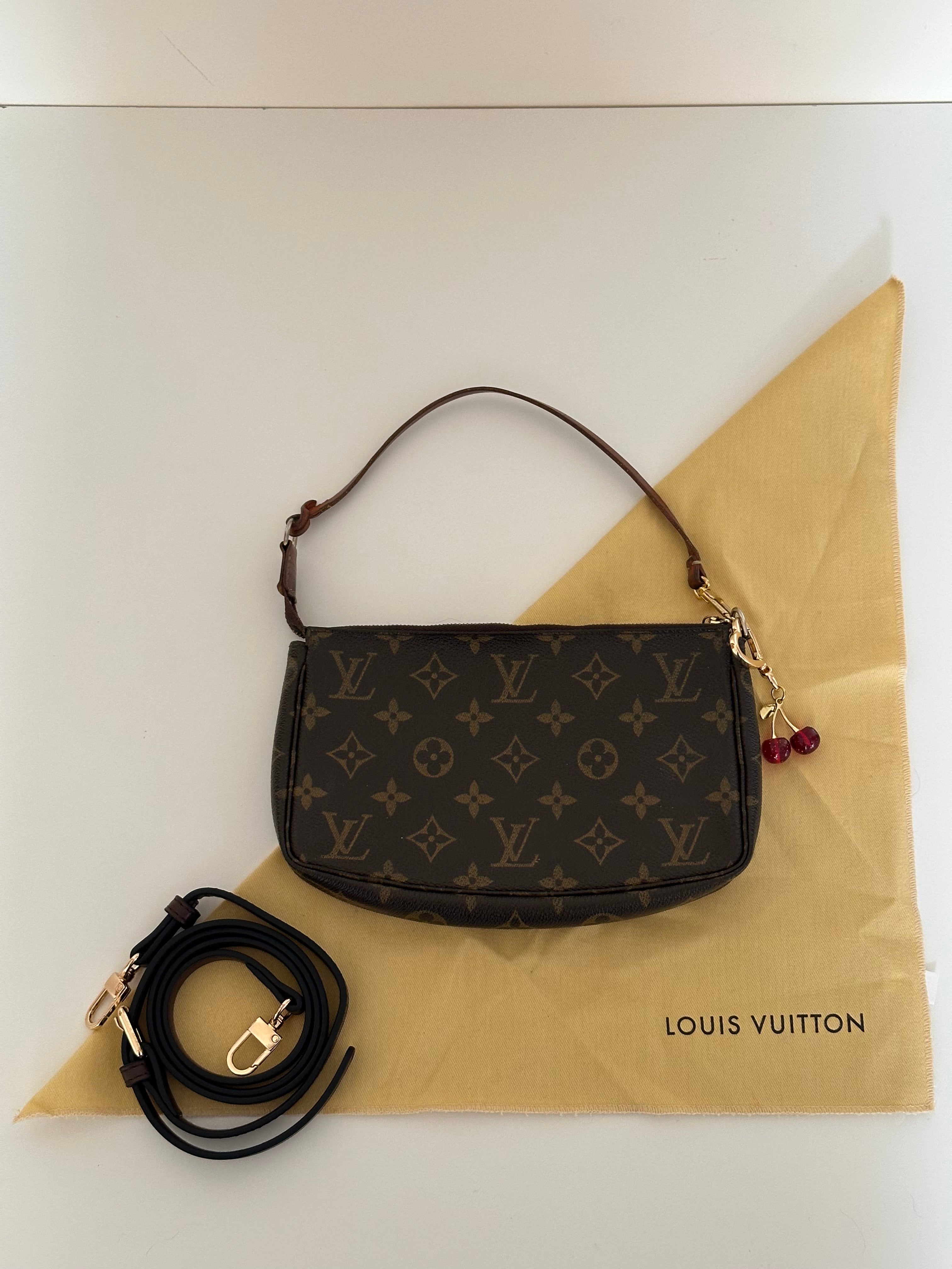 Louis Vuitton Pochette in Monogram with Dust Cover and Full Length Strap
