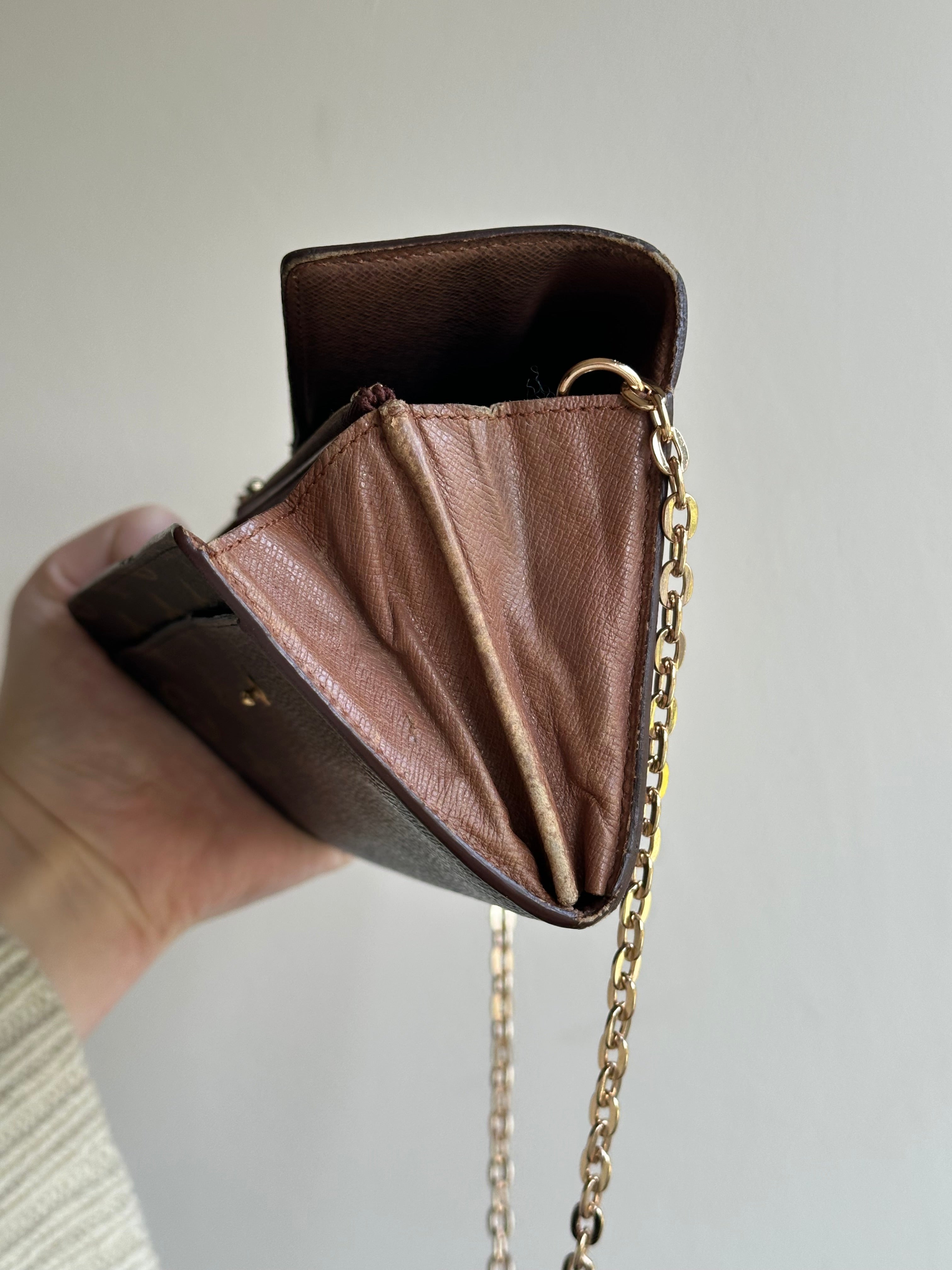 Louis Vuitton Monogram Vintage Wallet on Chain Conversion with 2 Unbranded Straps & Insert