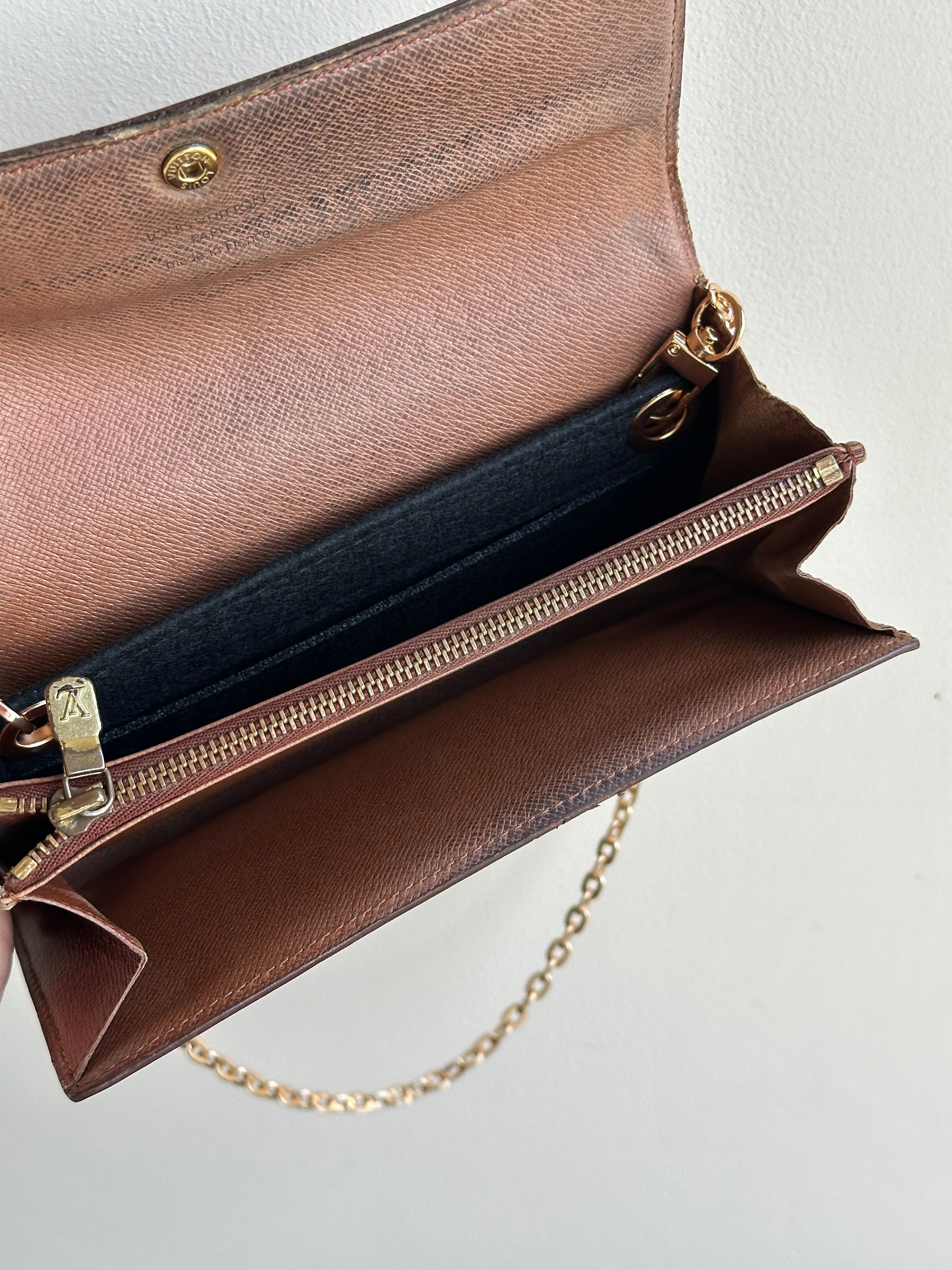 Louis Vuitton Monogram Vintage Wallet on Chain Conversion with 2 Unbranded Straps & Insert