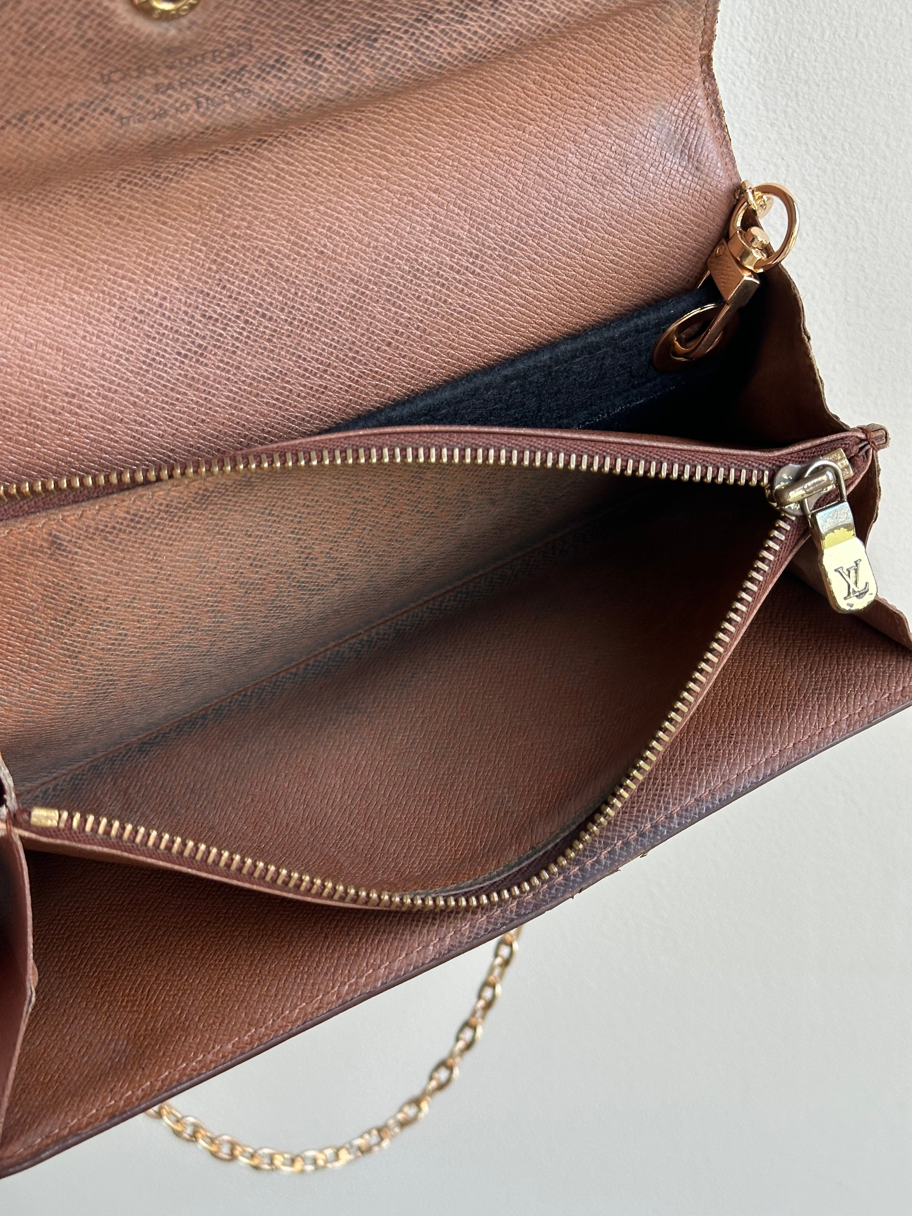 Louis Vuitton Monogram Vintage Wallet on Chain Conversion with 2 Unbranded Straps & Insert