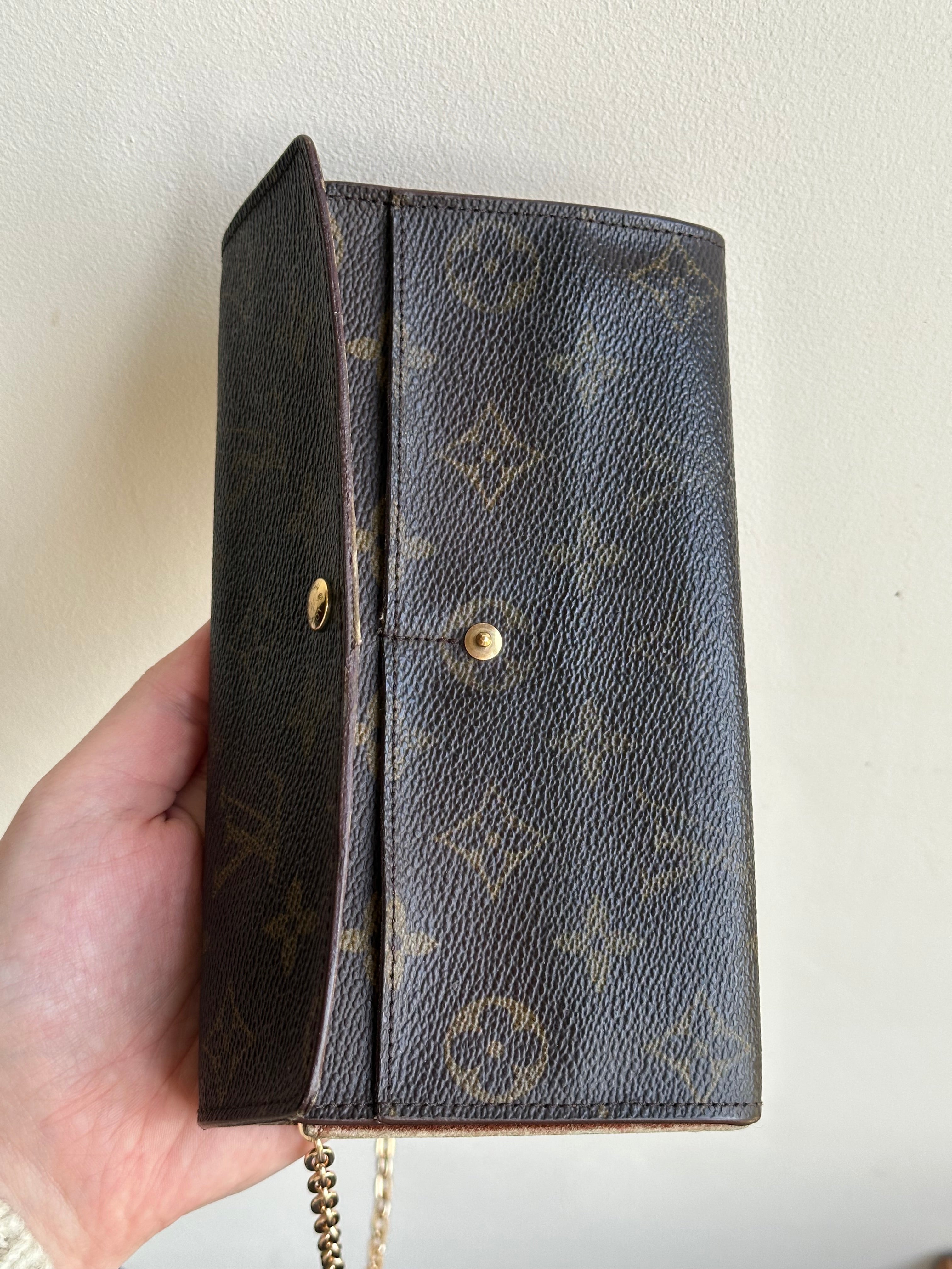 Louis Vuitton Monogram Vintage Wallet on Chain Conversion with 2 Unbranded Straps & Insert